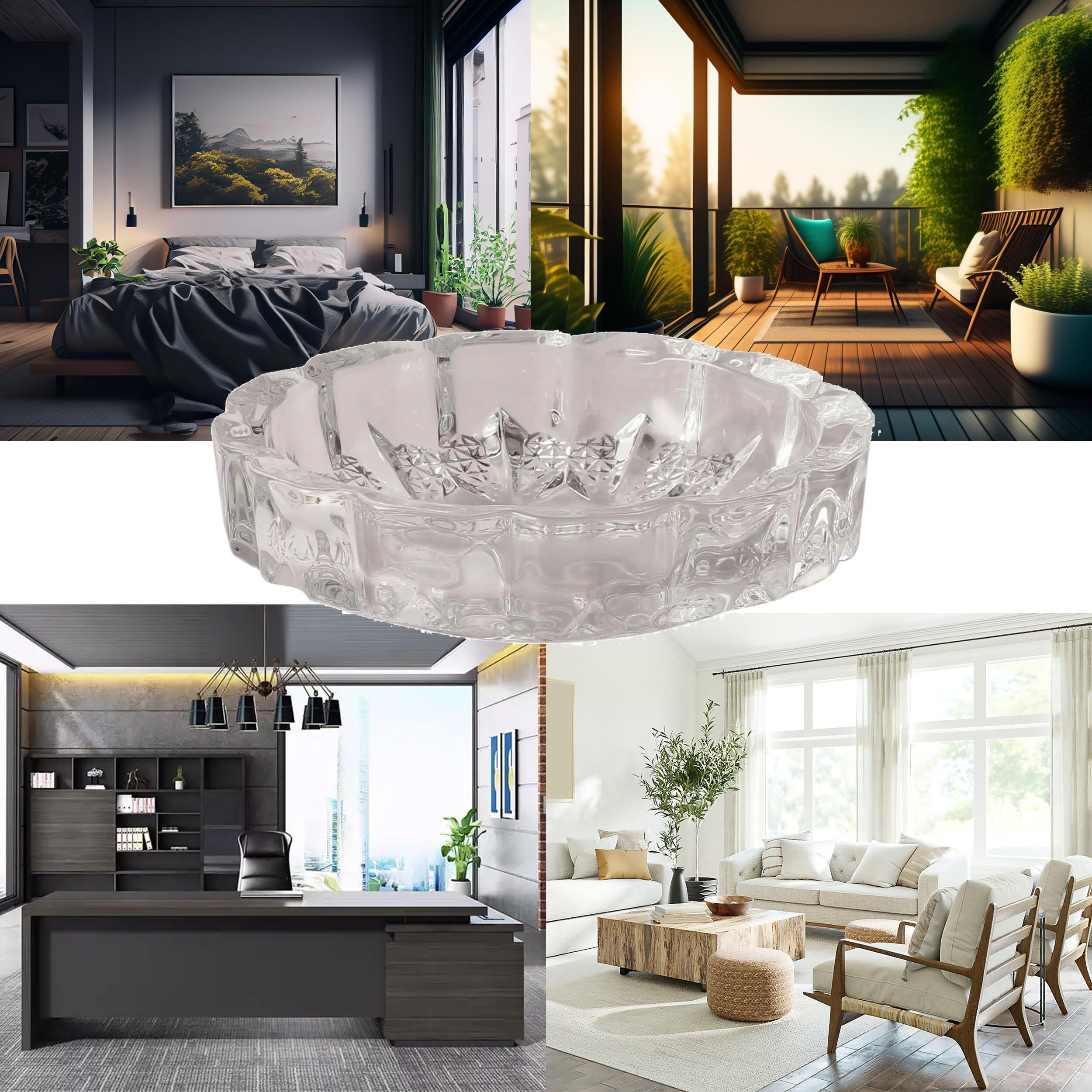 VOIDROP Heavy Glass Crystal Ashtray For Indoor, Ash Trays For Smoking For Home, Ashtray For Cigarette Stylish, Ashtray For Home, Car Ashtray, New Glass Ashtray, Home Dcor Astray For Office