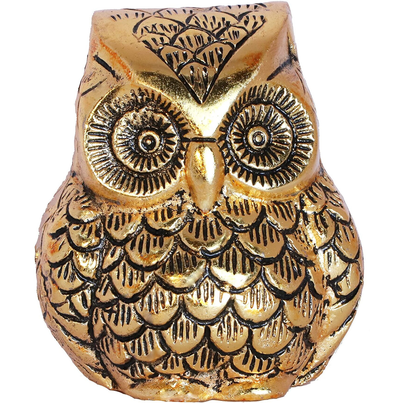KridayKraft Vintage Metal Owl Showpiece and paper weight Metal handicraft idol for home decor and office.