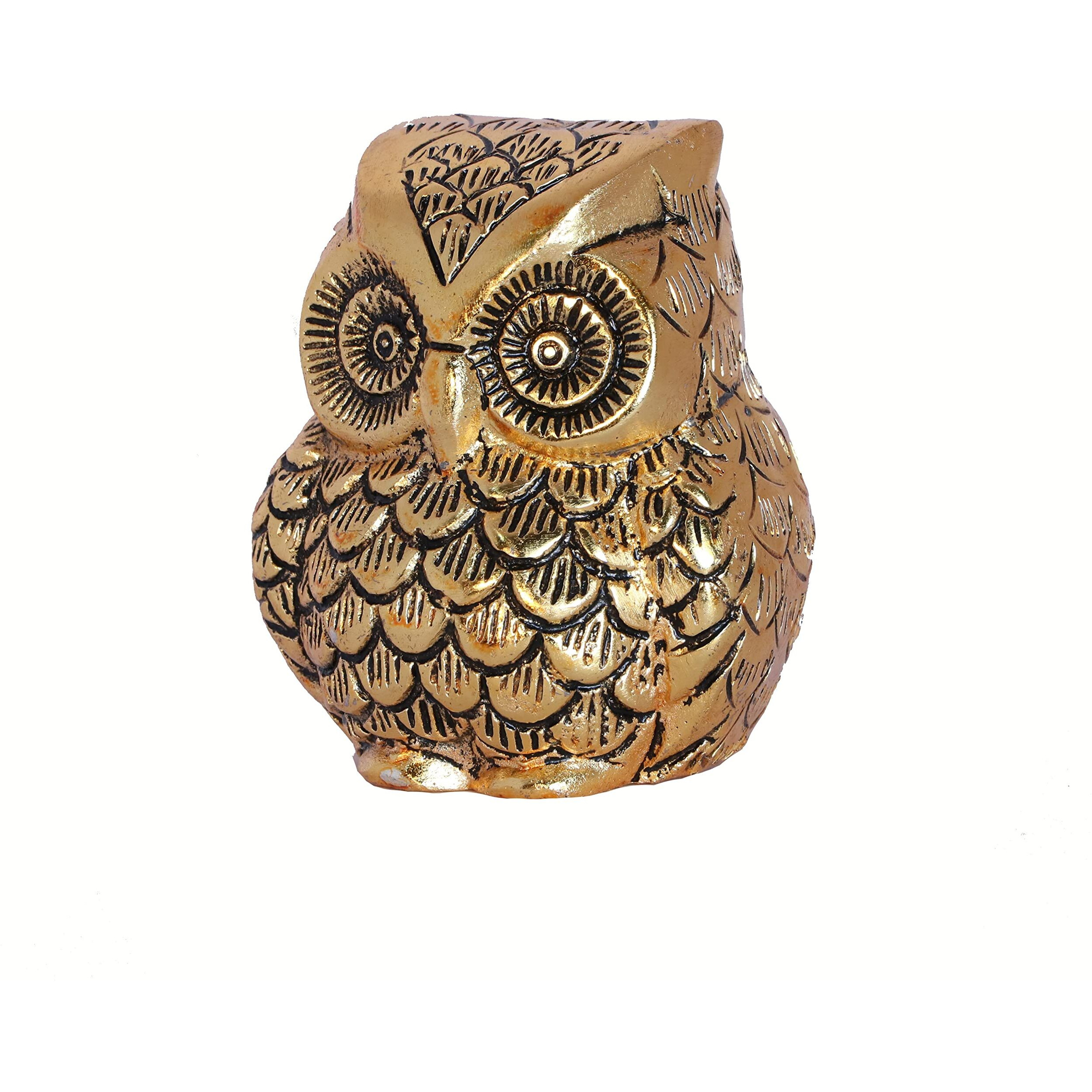KridayKraft Vintage Metal Owl Showpiece and paper weight Metal handicraft idol for home decor and office.