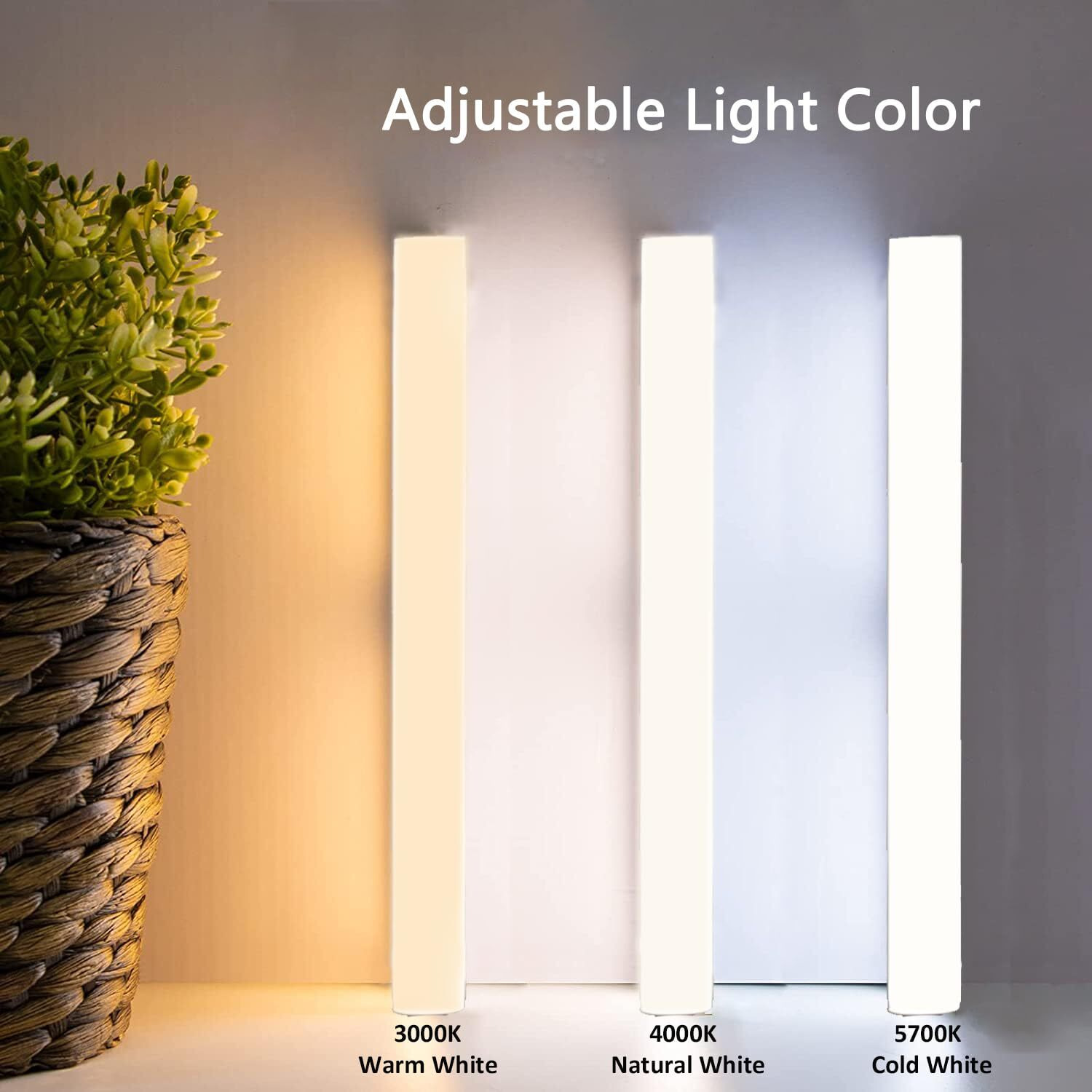 Hoteon Led Under Cabinet Light, Closet Light with 3 Color Modes(3000K/4000K/5700K), 10 Level Brightness, 7W USB Plug Batten Light, Counter Light, White (3 Pack) (Upgrade Version)