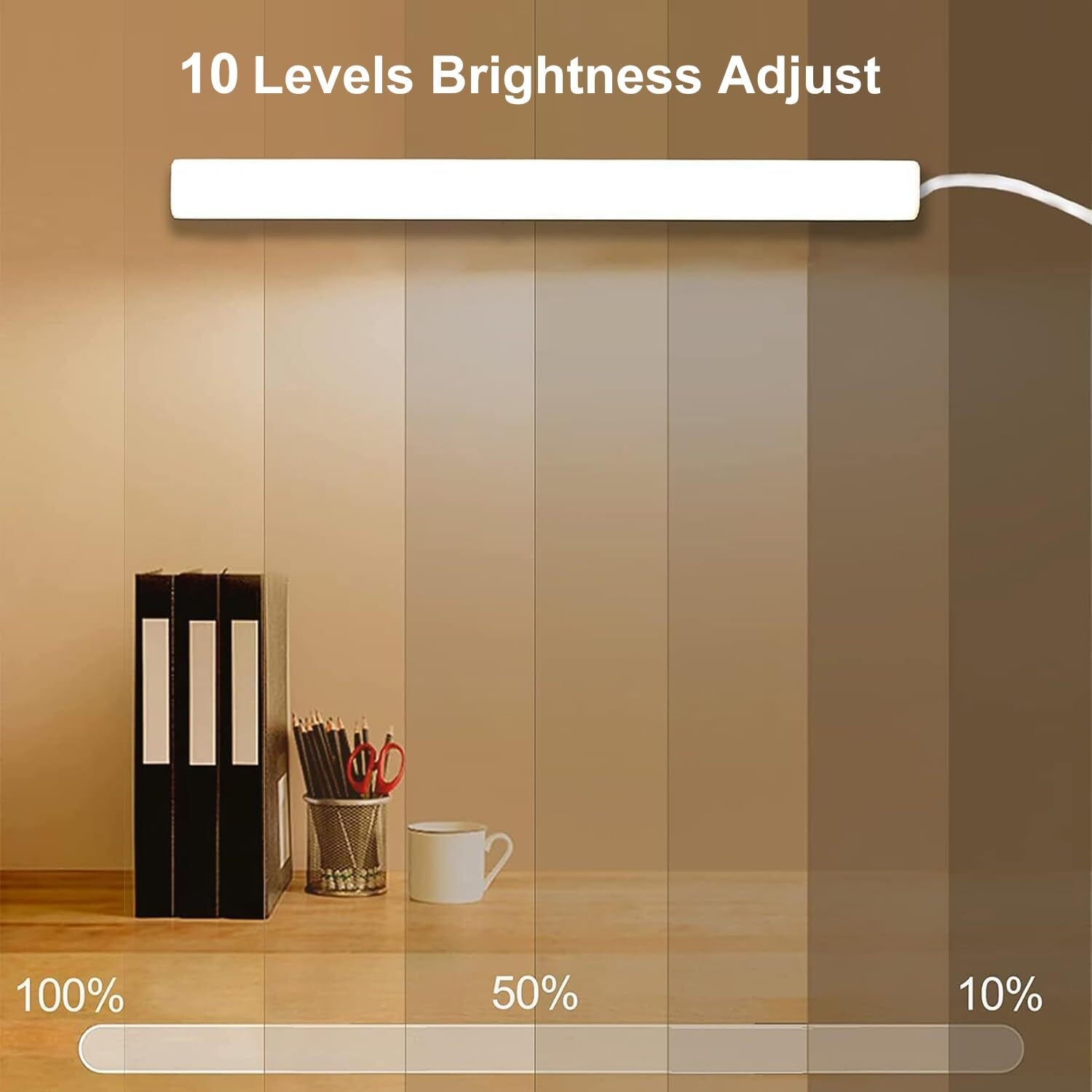 Hoteon Led Under Cabinet Light, Closet Light with 3 Color Modes(3000K/4000K/5700K), 10 Level Brightness, 7W USB Plug Batten Light, Counter Light, White (3 Pack) (Upgrade Version)