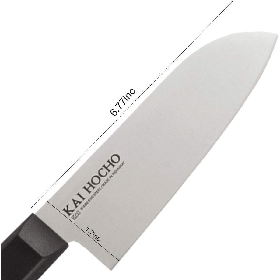 Kai Hocho Premium Santoku Kitchen/Vegetable Knife, 6.77 Inch Blade, Black, Carbon_Steel
