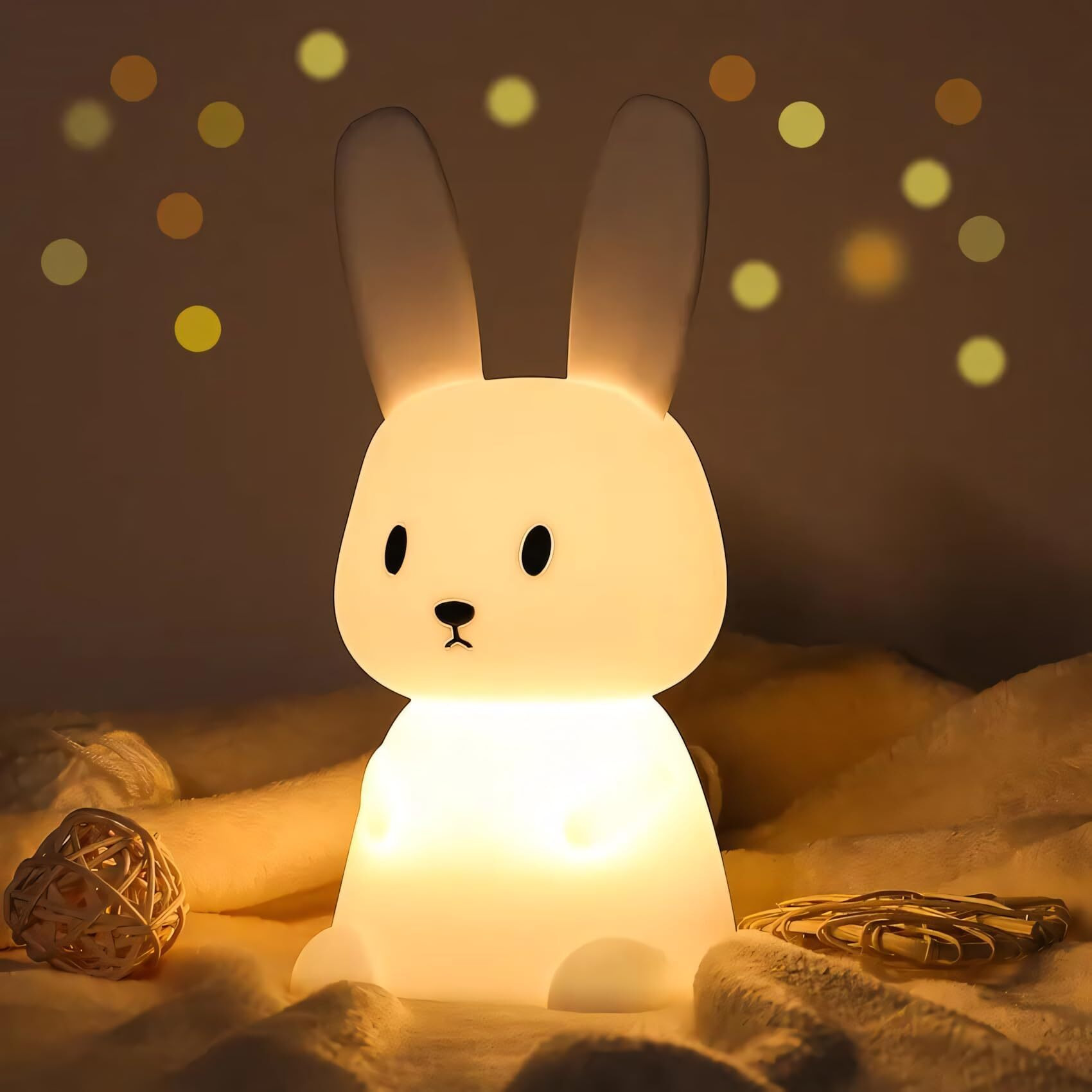 One94Store Silicone Cute Bunny Night Light for Kids- Bunny LED Lamp Rabbit Light Animal Nightlight with 7 Changing Colors USB Rechargeable for Birthday Gifts (Bunny), Blue