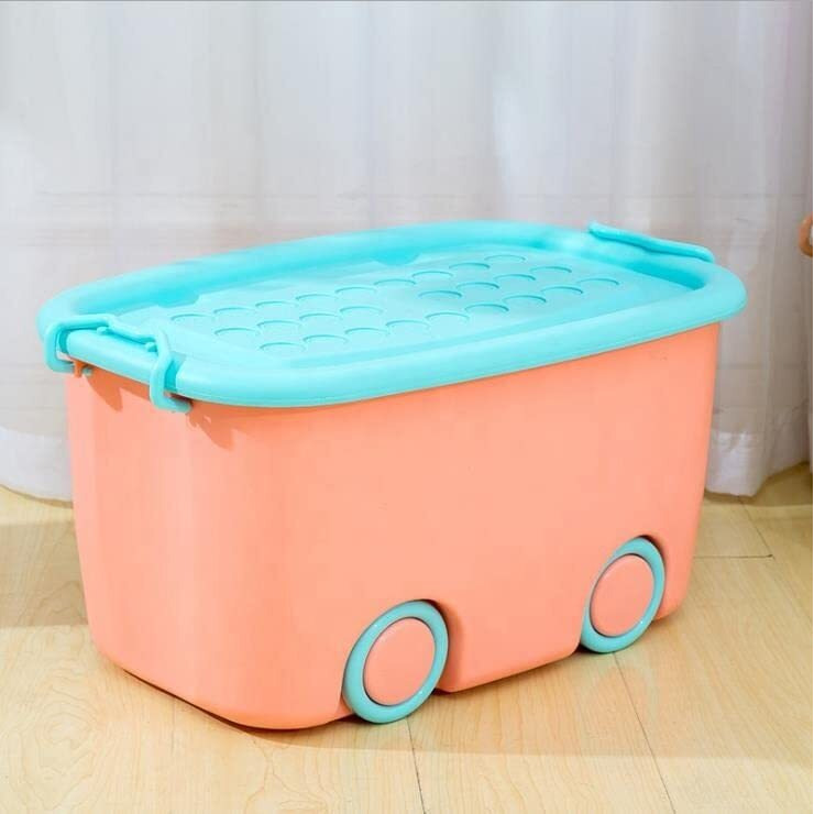 PARASNATH Rolling Storage Container Box (PinkBlue Colour)- 45 Litre Super Large With Wheels Size (59X39X30 cm) Launch Offer Actual Price 1999, Polypropylene
