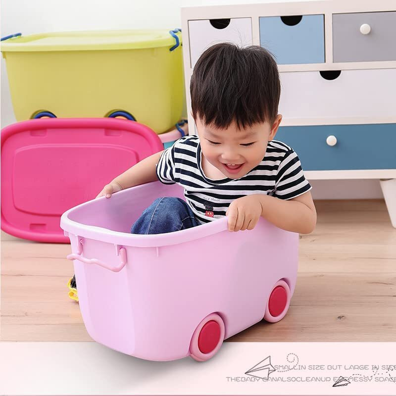 PARASNATH Rolling Storage Container Box (PinkBlue Colour)- 45 Litre Super Large With Wheels Size (59X39X30 cm) Launch Offer Actual Price 1999, Polypropylene