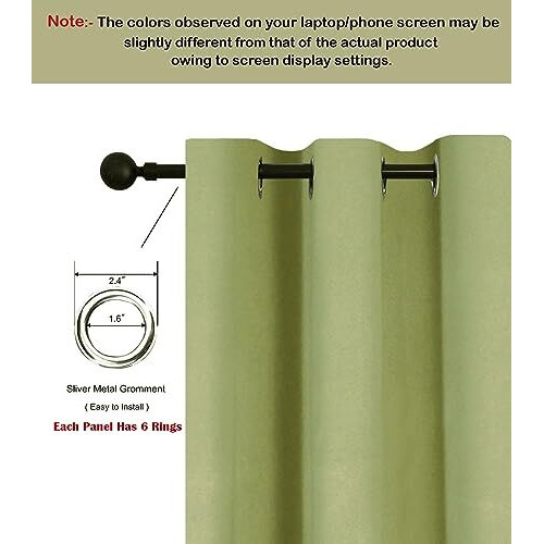 HOMEMONDE 71% Room Darkening Long Door Blackout Curtains 9 Feet - Thermal Insulated, Noise Reduced, Heavy Curtain, Set of 2, Avacado Green (108 Inches)