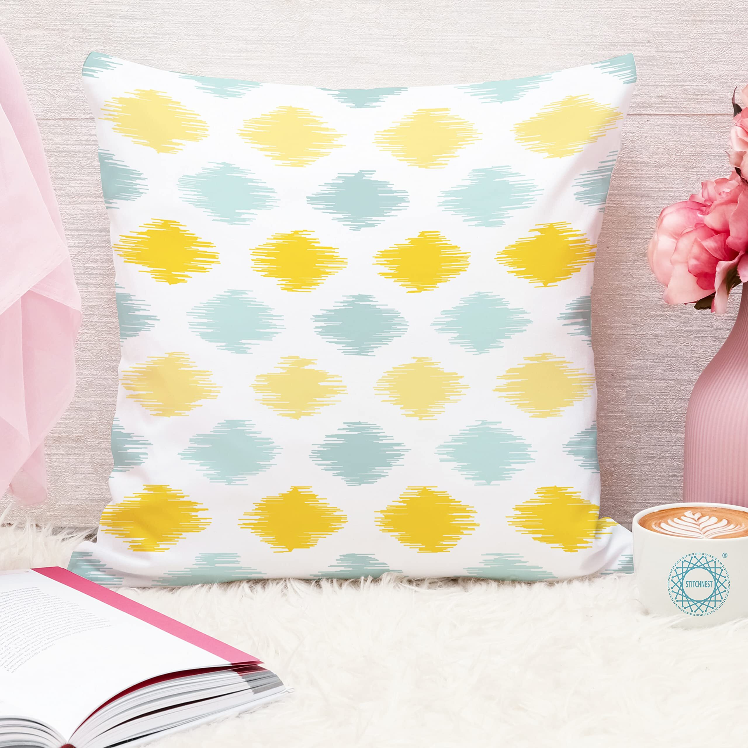 STITCHNEST Parent Cushion Cover (Multi, 18 inch x 18 inch with filler)
