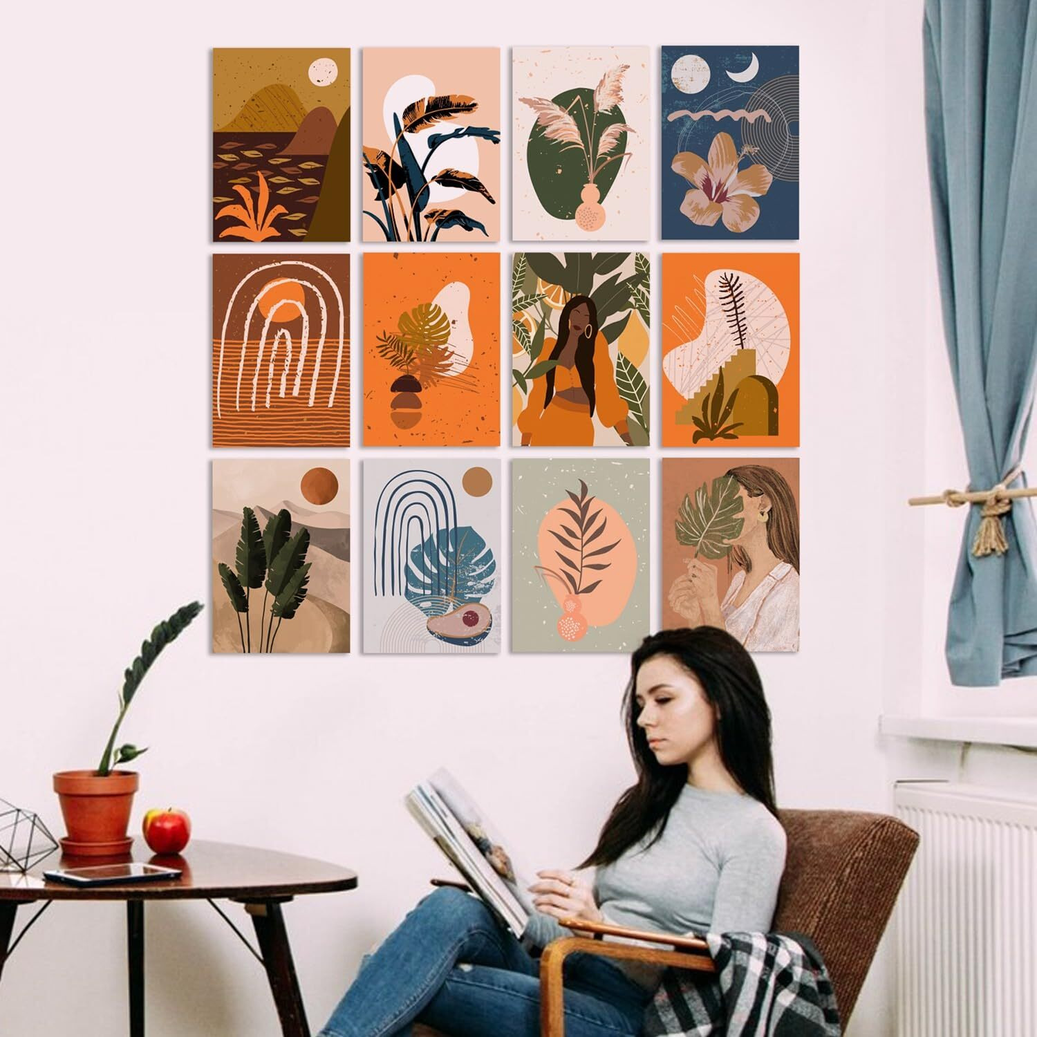 PAPER PLANE DESIGN Vinyl Poster For Living Room Bedroom Office Wall Decoration Set Of 12 (29 X 21 Cm) (Boho_01)