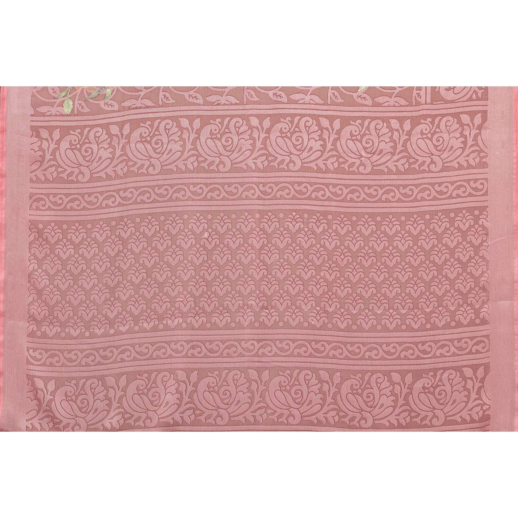 Bee M Pee Designer Chiffon Brasso (Printed saree for women_Peach)