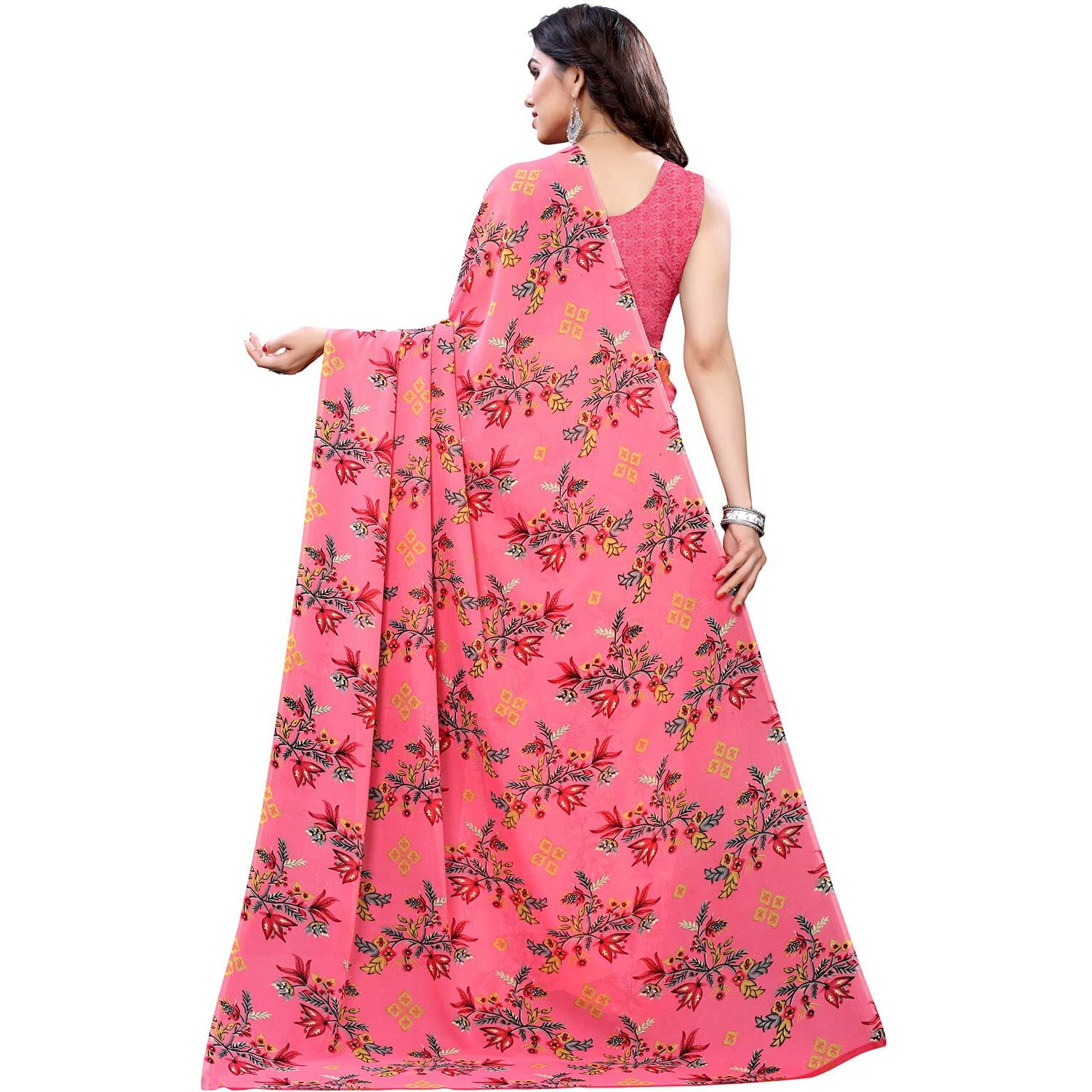 Satrani Womens Polyester Saree (1955ST344_1850ST178 Pink)
