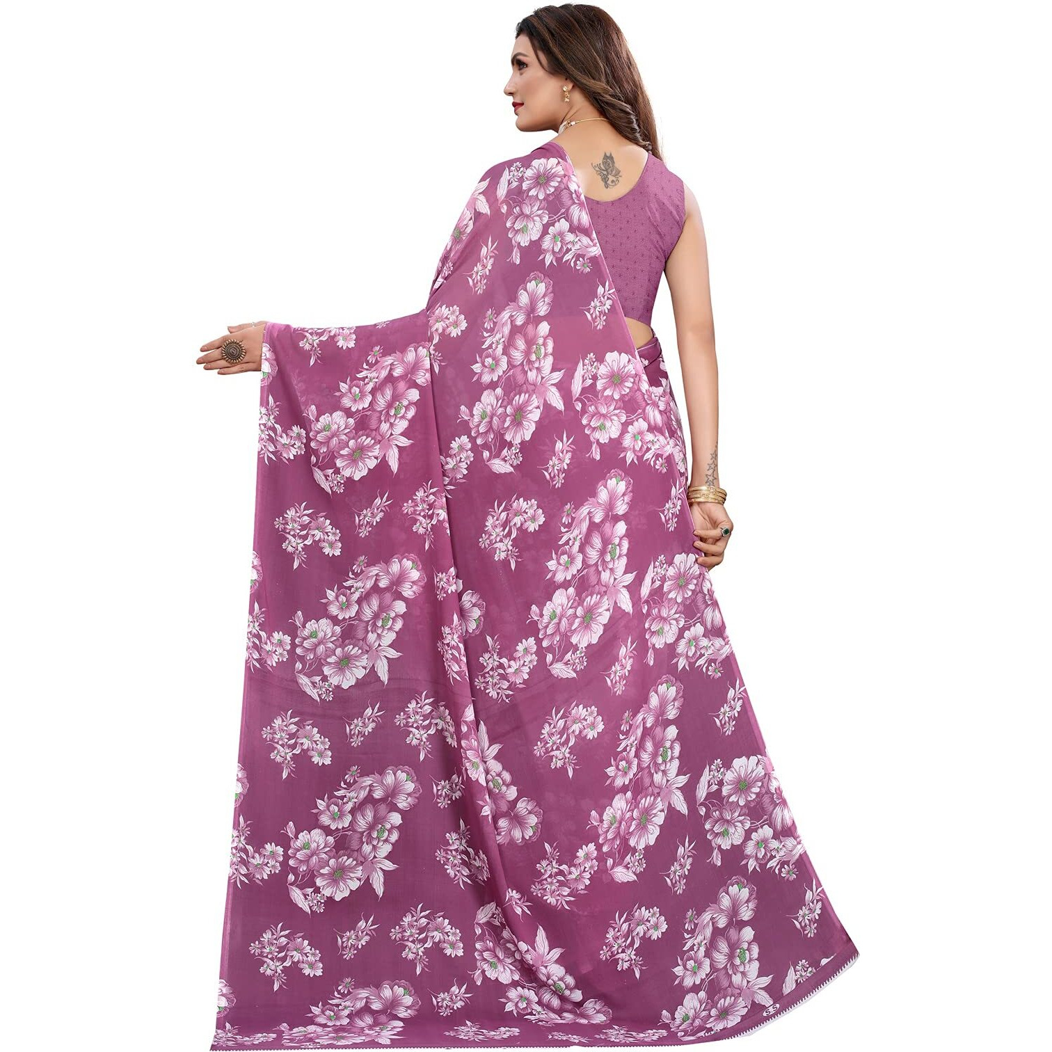 Satrani Womens Polyester Saree (2024ST566_1955ST344_Purple||Pink1)