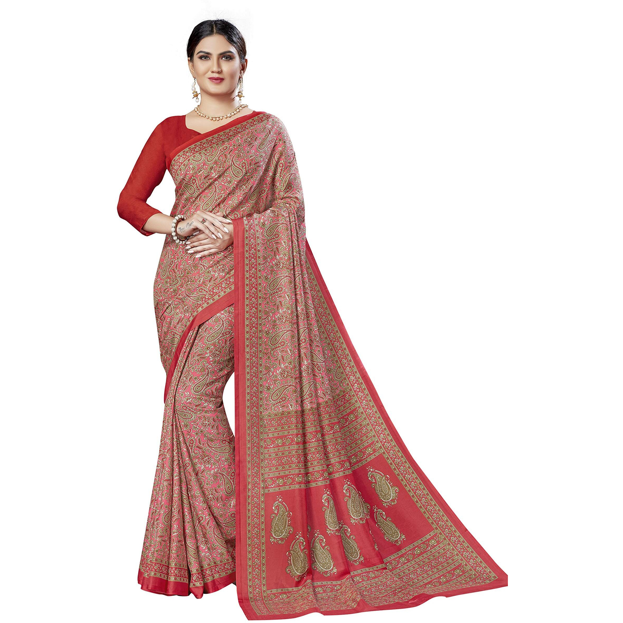 Vimla Womens Multicolor Malgudi Art Silk Uniform Saree with Blouse Piece (2429_Multicolor)