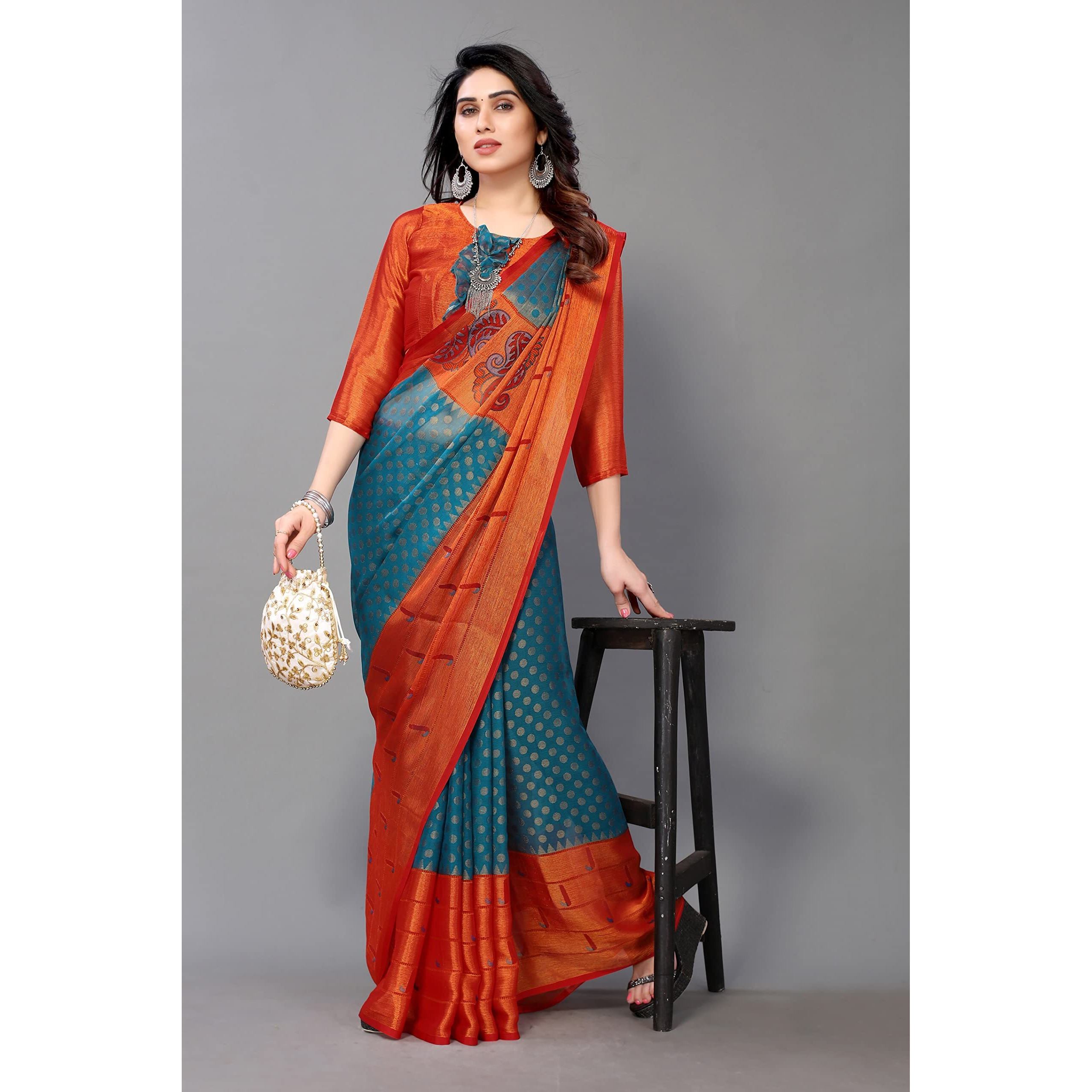 Winza Designer PS Brasso Padma Rama_W Plain Chiffon sarees for women