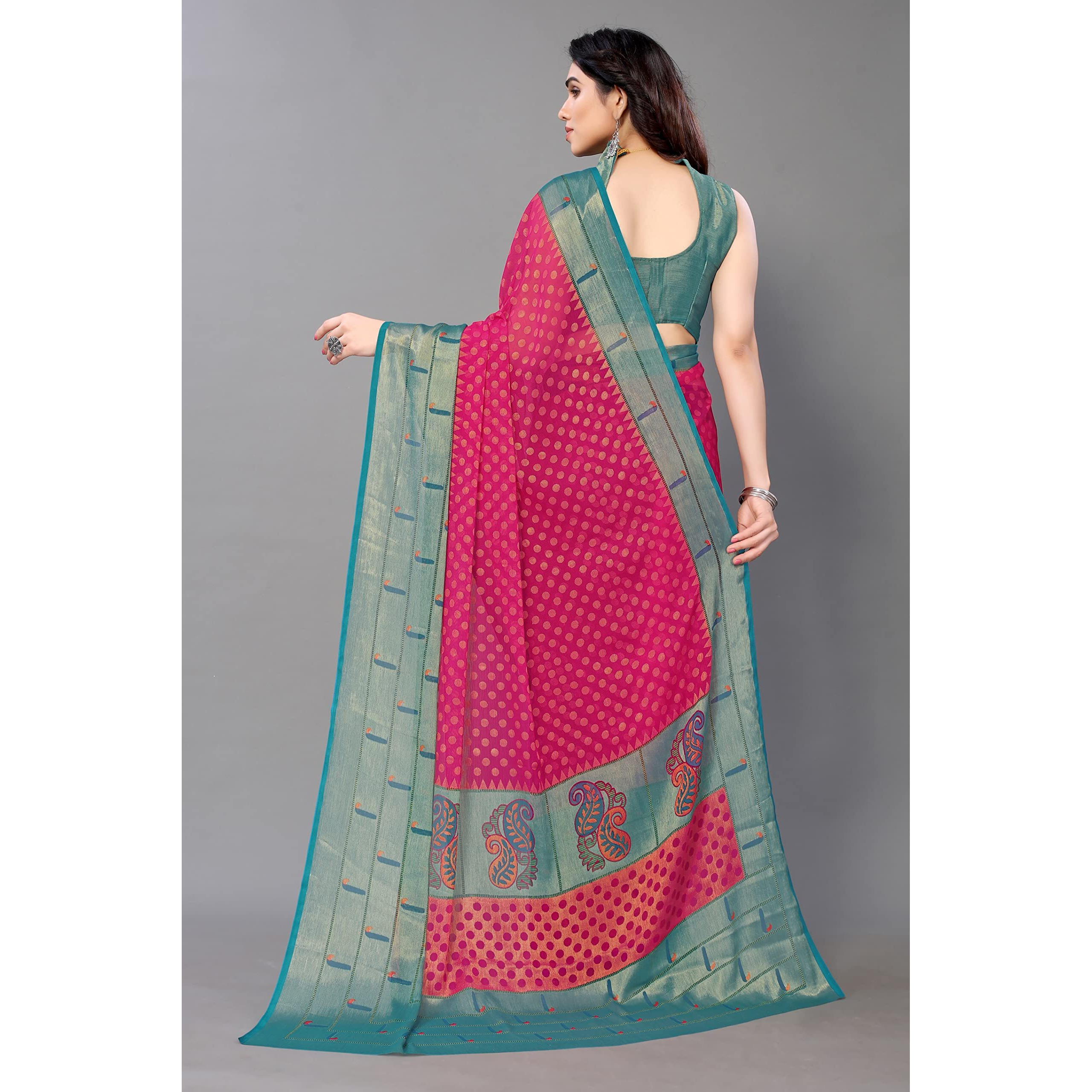 Winza Designer PS Brasso Padma Pink_W Plain Chiffon sarees for women