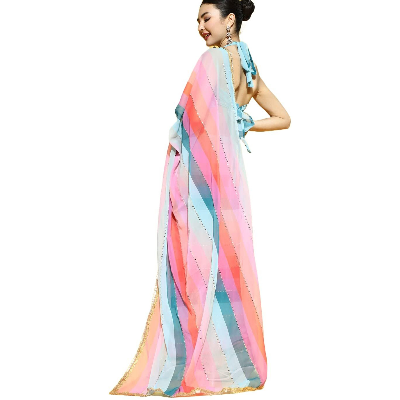 Florely Womens Bhagalpuri (Georgette-Saree_New Blue)