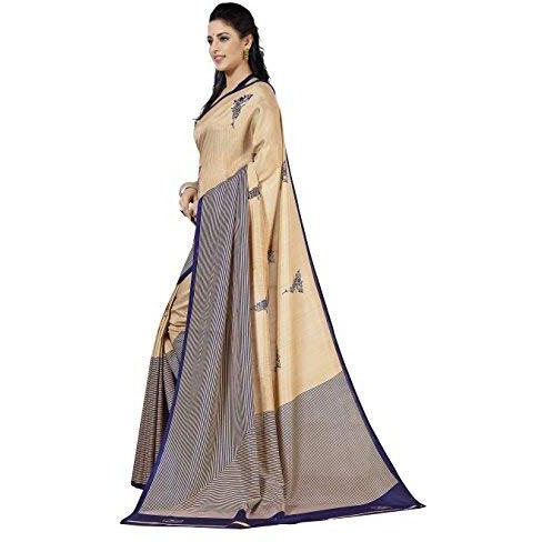 Vimla Womens Beige Malgudi Art Silk Uniform Saree with Blouse (5898)