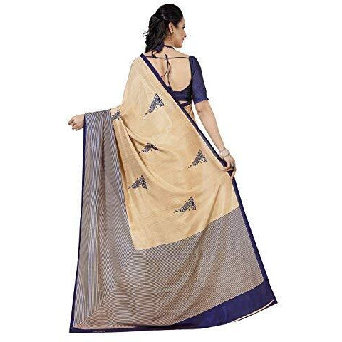 Vimla Womens Beige Malgudi Art Silk Uniform Saree with Blouse (5898)