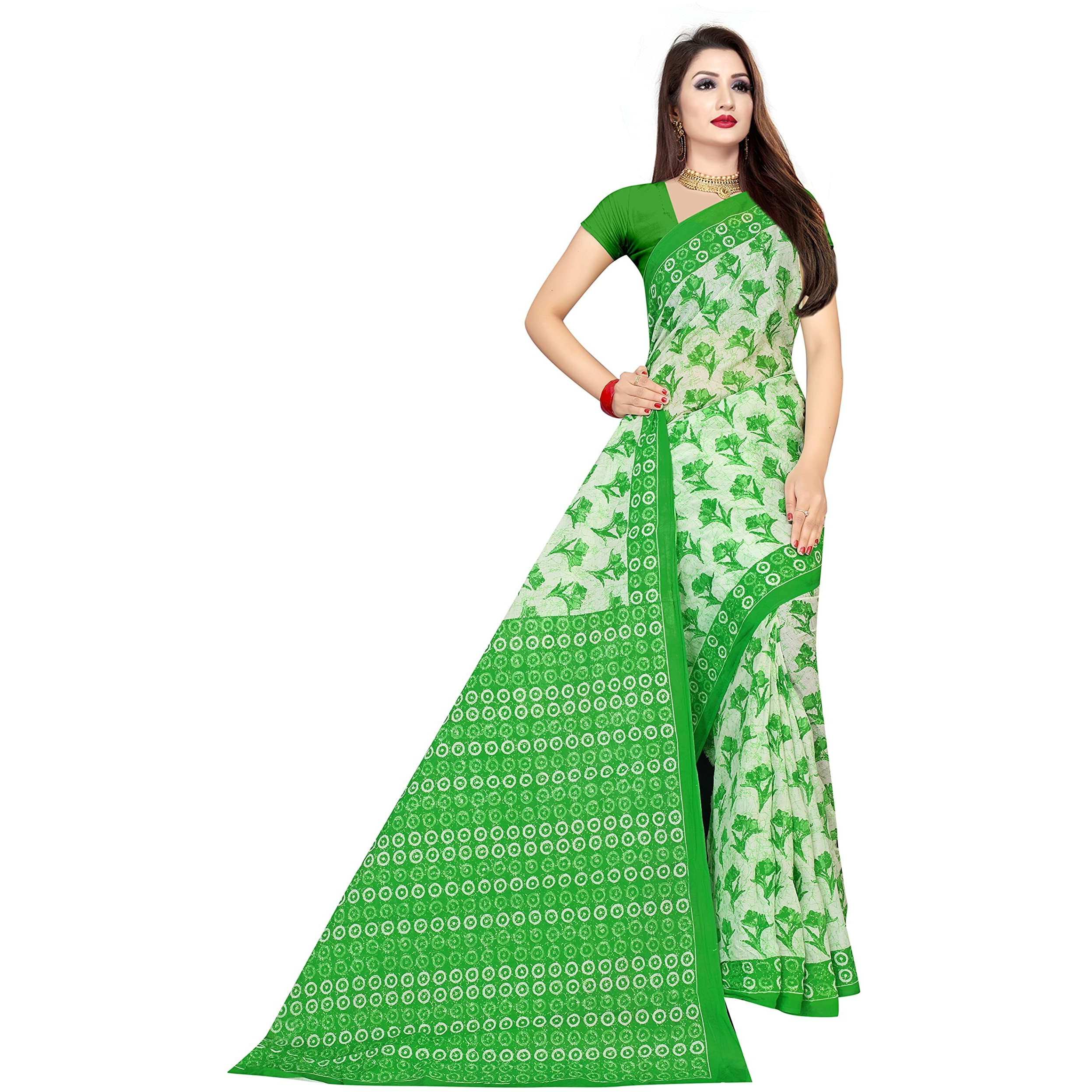 TAMAIRA FASHION Womens Plain Cotton Saree Without Blouse Piece (1338_ParrotGreen_Parrot Green)
