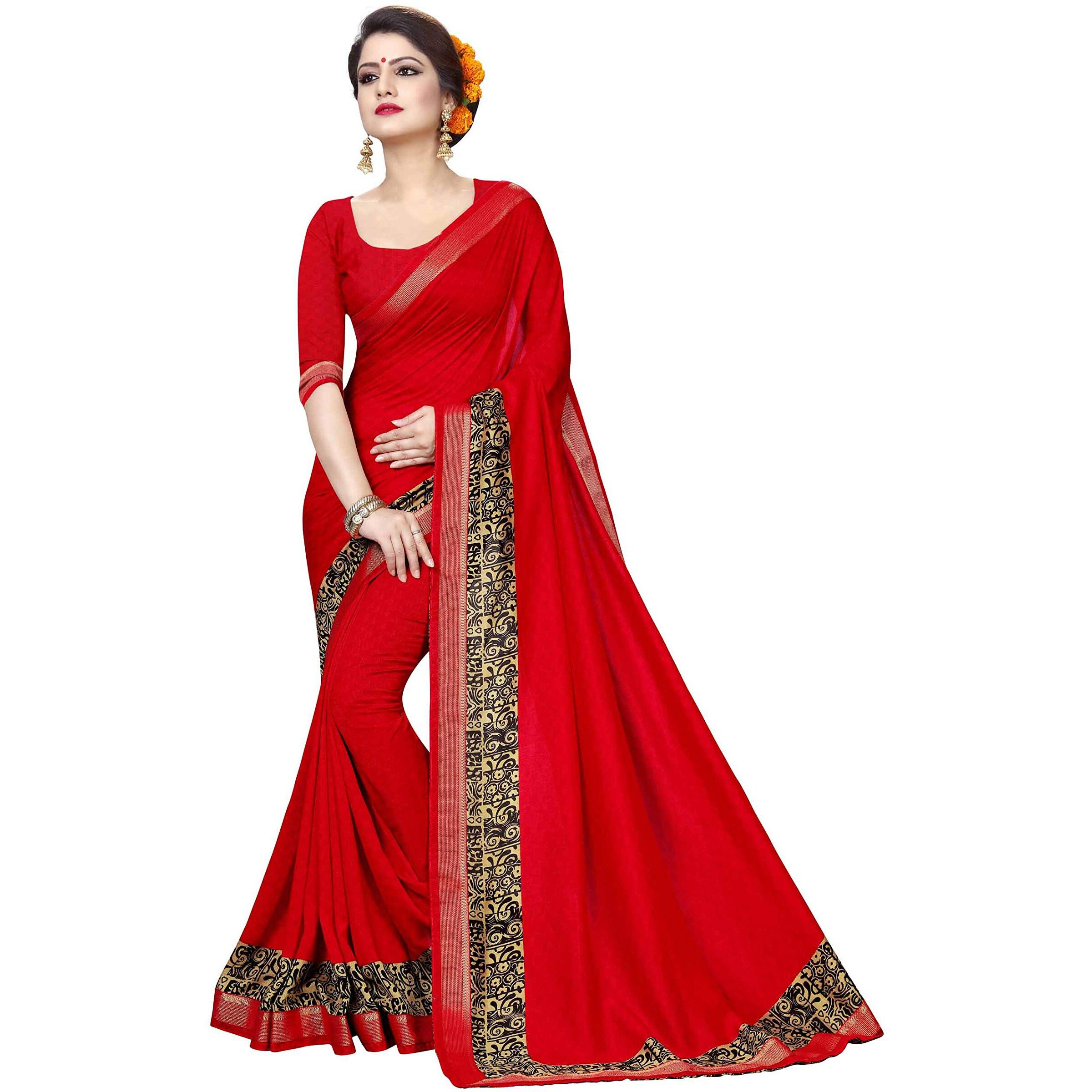 Oomph Womens Georgette Printed Sarees - Scarlet Red