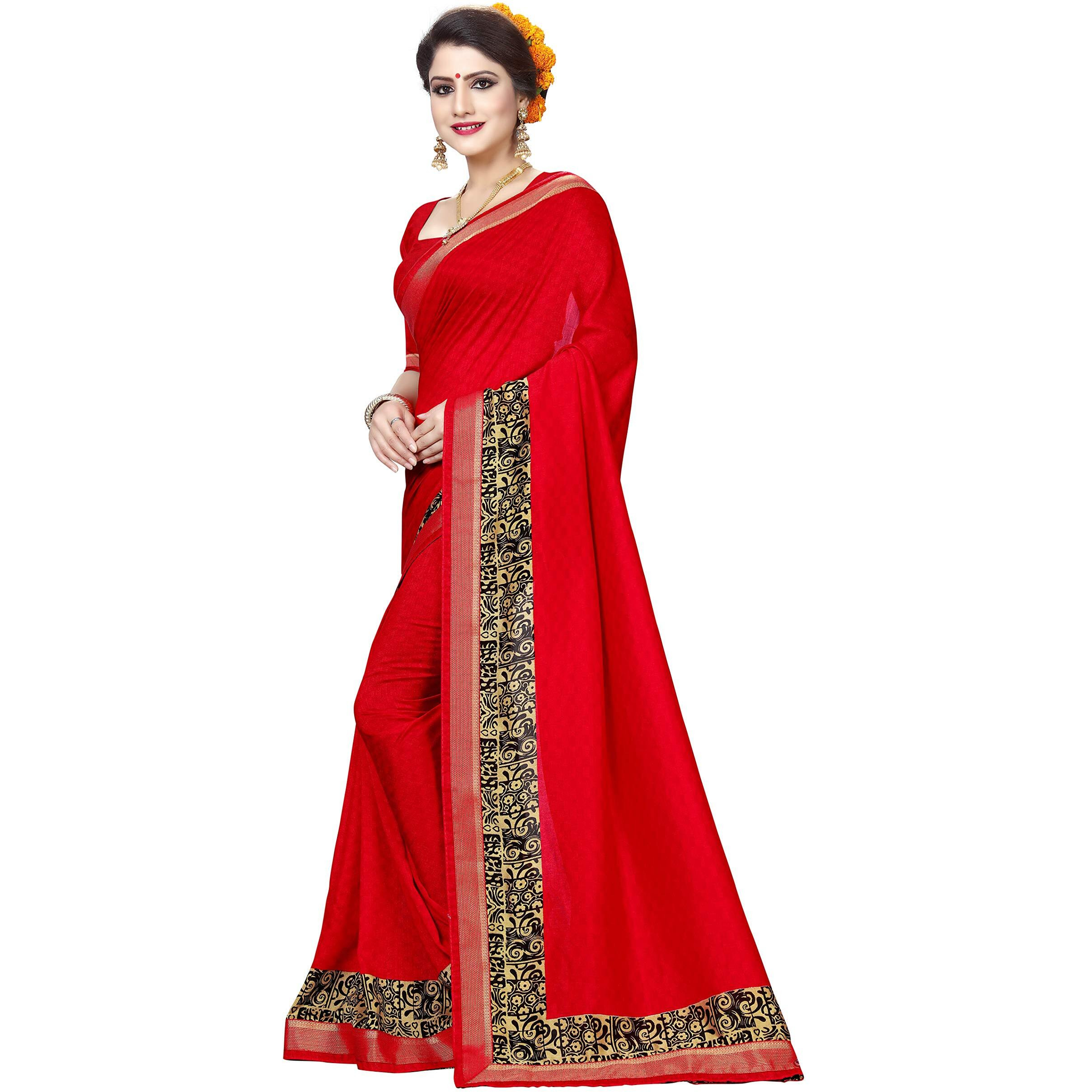 Oomph Womens Georgette Printed Sarees - Scarlet Red