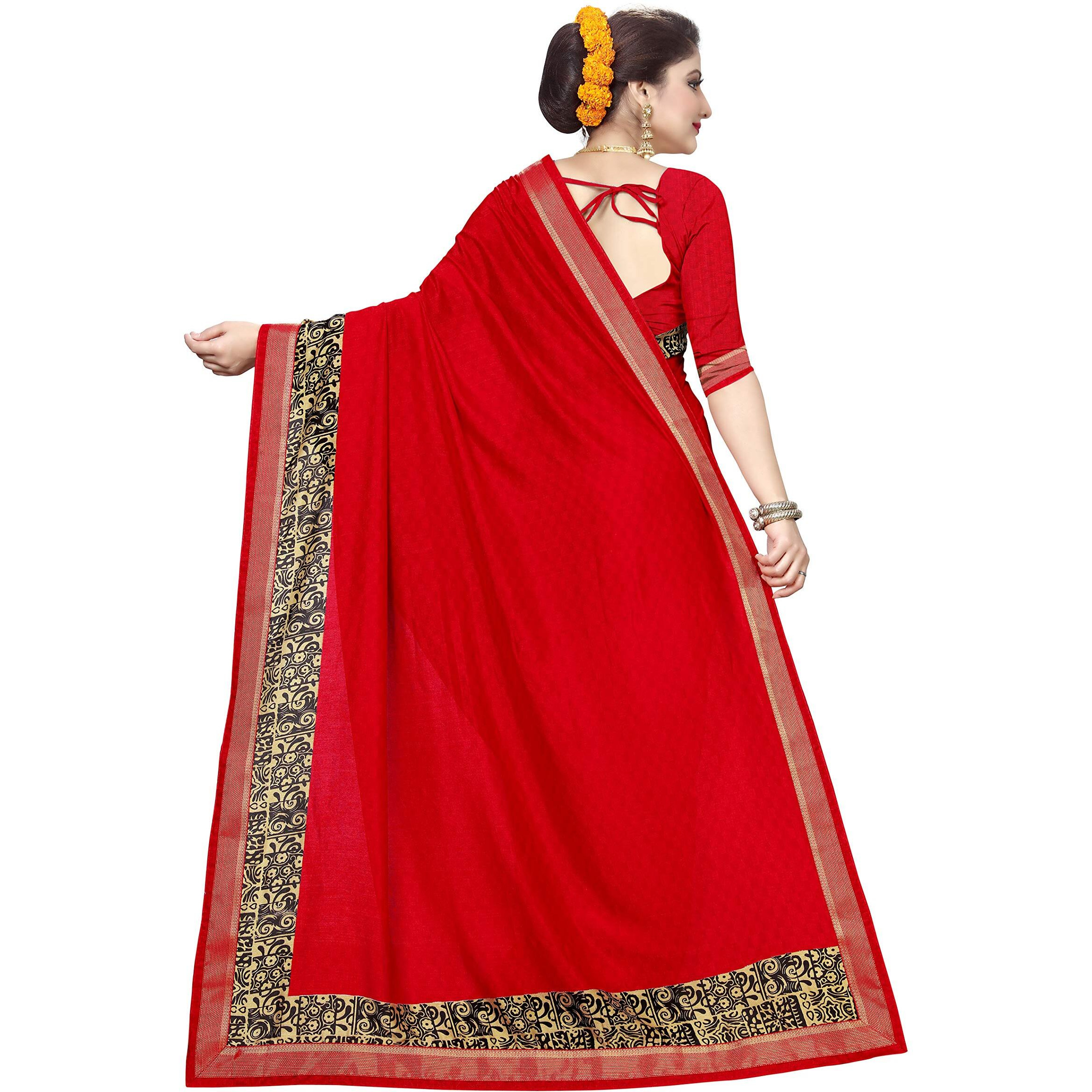 Oomph Womens Georgette Printed Sarees - Scarlet Red