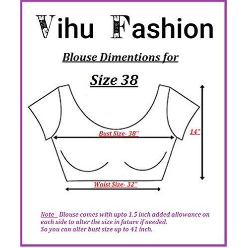 Vihu Fashion Womens Multicolor Phantom Silk Floral Half Sleeves Saree Blouse