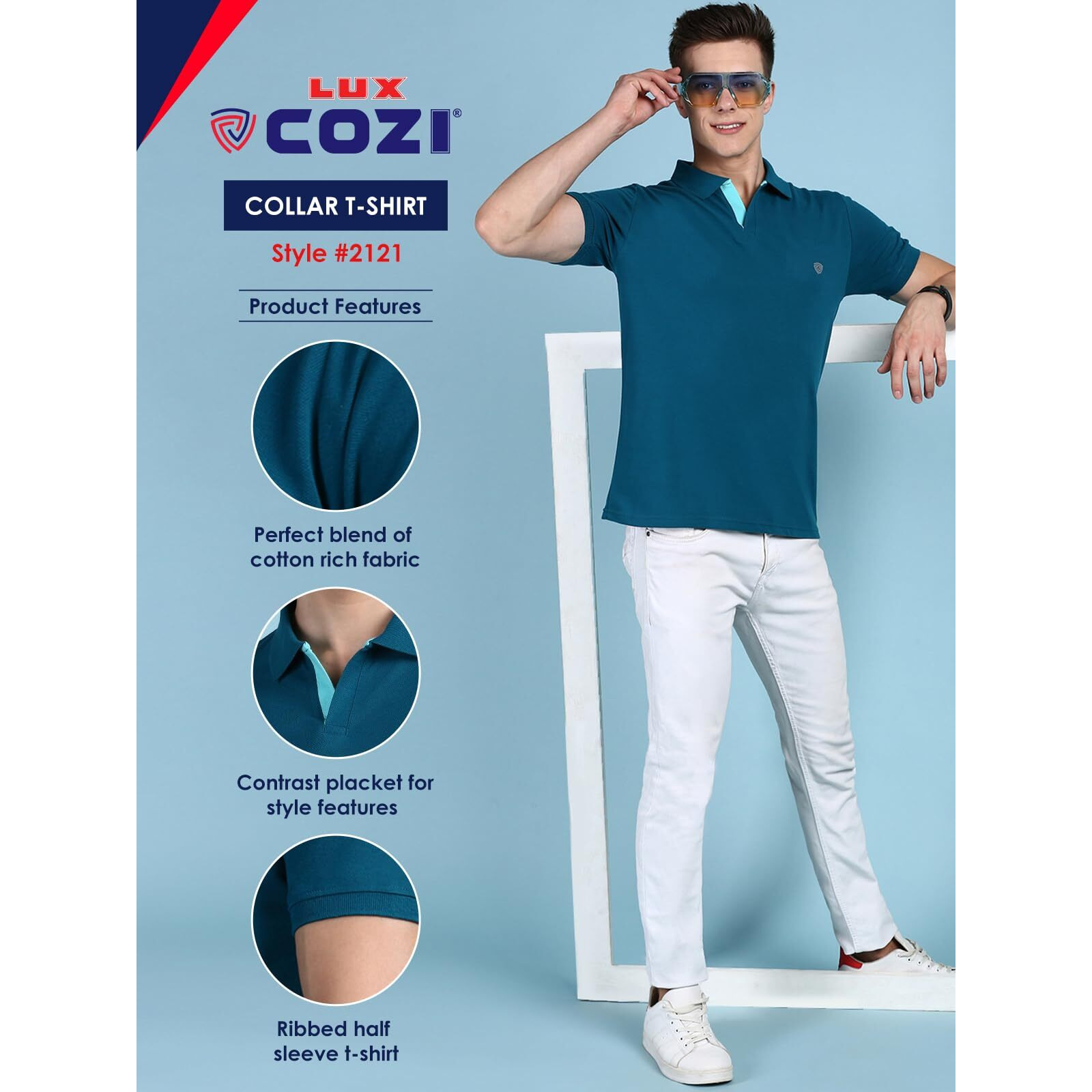 Lux Cozi Pack of 2 Emerald and Pale Green Regular fit Half Sleeves Polo Neck T-Shirt for Men |Polo Casual Tshirt for Men | 100% Combed Cotton - Colour Fresh Quick Dry Ultra Soft (Size  Small)