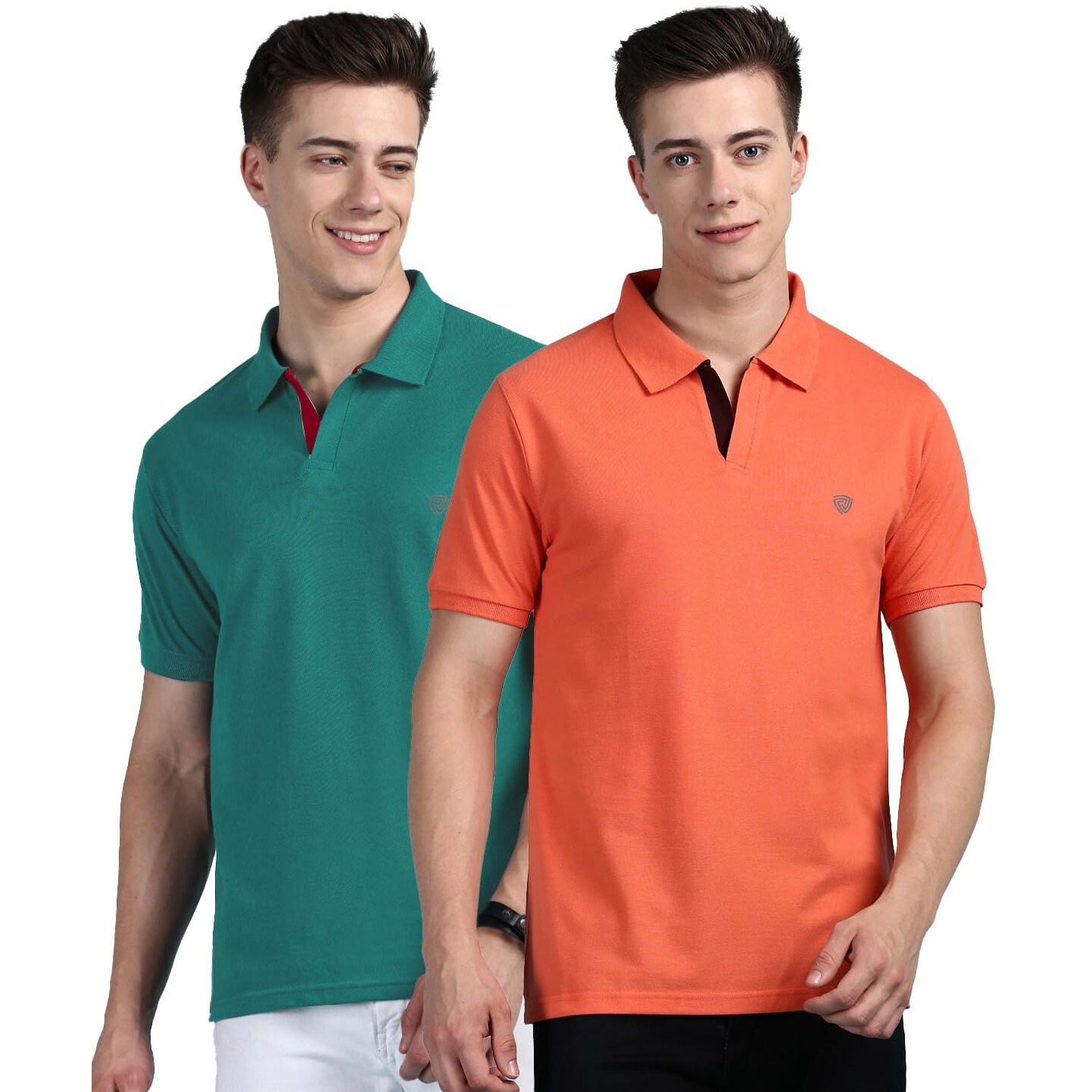 Lux Cozi Pack of 2 Apricat and Sea Green Regular fit Half Sleeves Polo Neck T-Shirt for Men |Polo Casual Tshirt for Men | 100% Combed Cotton - Colour Fresh Quick Dry Ultra Soft (Size  XX-Large)