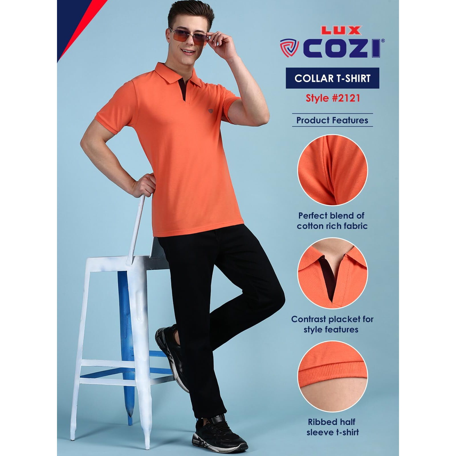 Lux Cozi Pack of 2 Apricat and Sea Green Regular fit Half Sleeves Polo Neck T-Shirt for Men |Polo Casual Tshirt for Men | 100% Combed Cotton - Colour Fresh Quick Dry Ultra Soft (Size  XX-Large)