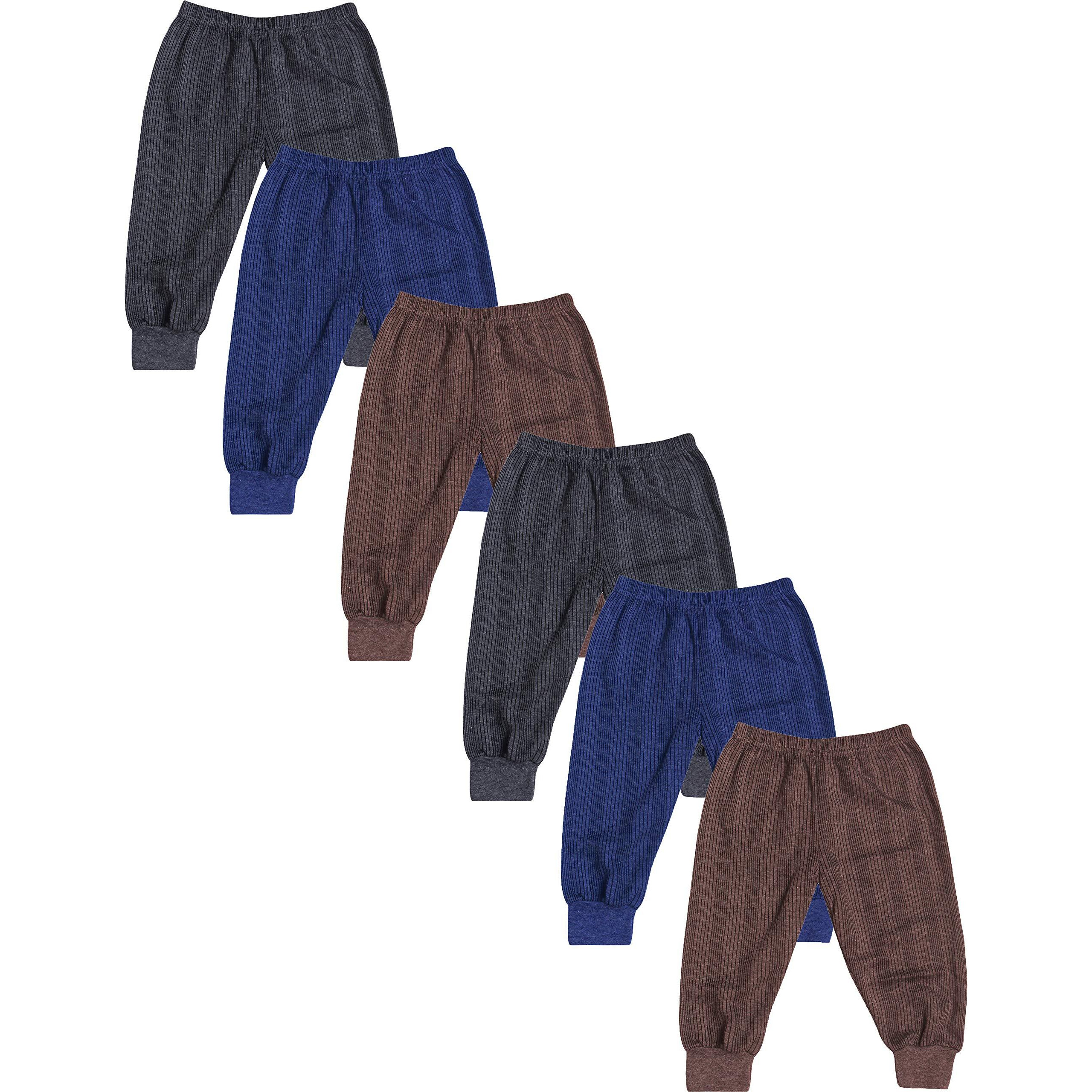 Dowin Unisex Baby Cotton Pajama Bottoms Soft Cozy and Comfortable - Pack of 6 (Thermal Pajami S)