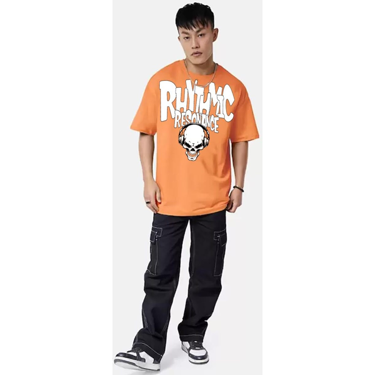 Veirdo Pure Cotton Half Sleeve Round Neck Oversized Fit Graphic Print Muskmelon T-Shirt Men/Boys (OS_V_RHYTMIC_AC_S) (Available in from S to 2XL)