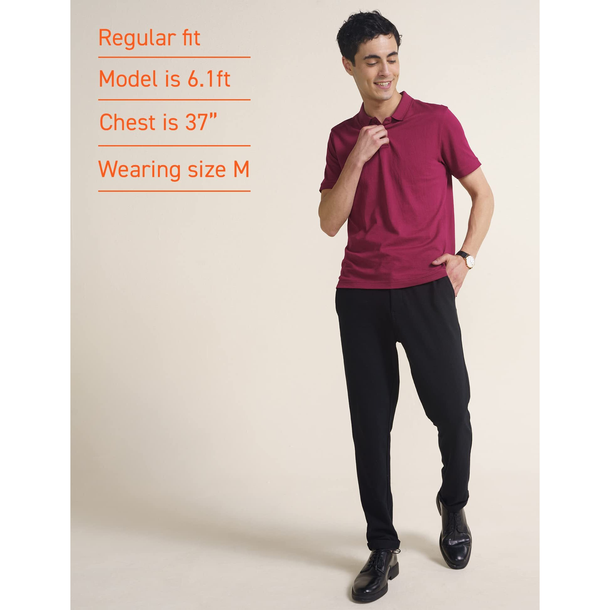 DAMENSCH Constant Mens All-Degree Thermoregulating Pique 500 Day Polo T-Shirt - 2 btn -Pack of 1-Beet MaroonX-Large