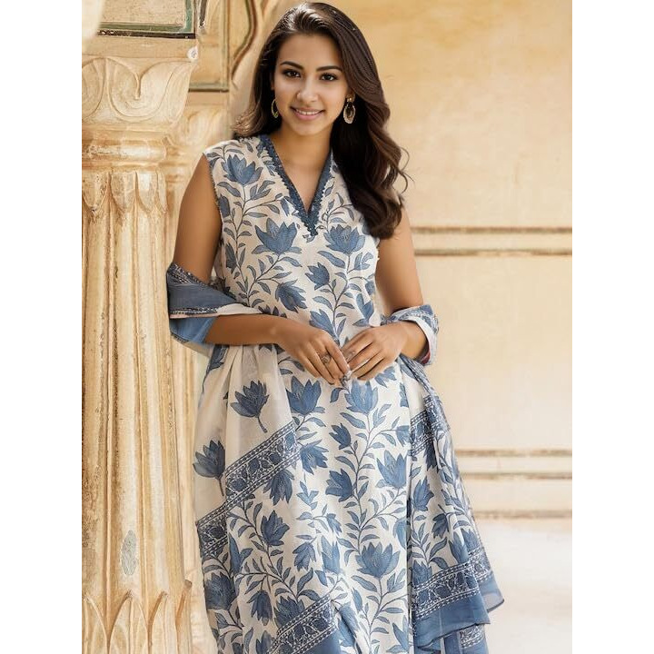 SHIENZY Dupatta set || Kurta set || Kurta pant set || Ethnic set || Sleeveless kurta set for women