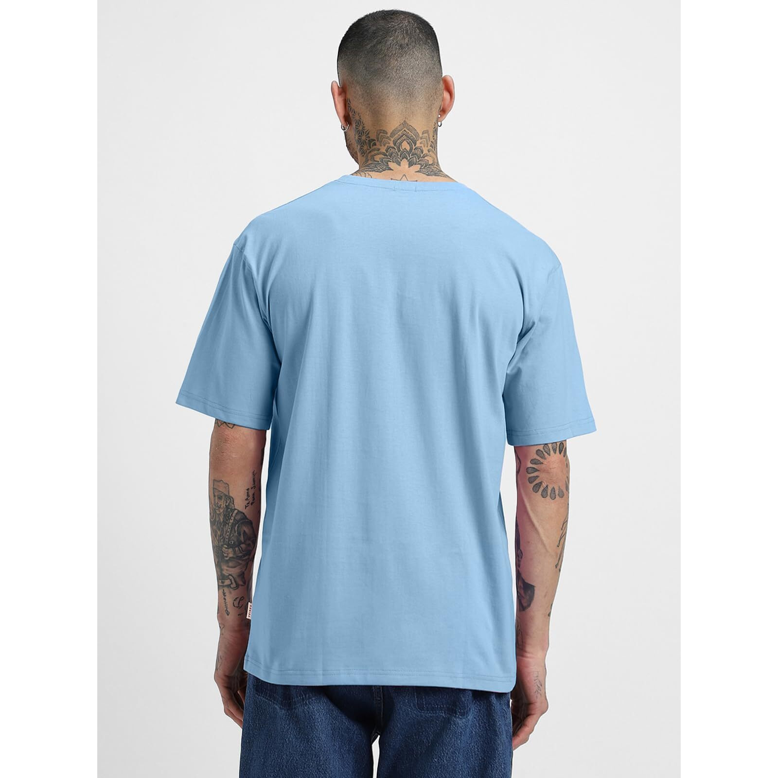 Veirdo Pure Cotton Half Sleeve Round Neck Oversized Fit Graphic Print Blue T-Shirt Men/Boys (OS_V_SPCECPSUL_BL_XL) (Available in from S to 2XL)