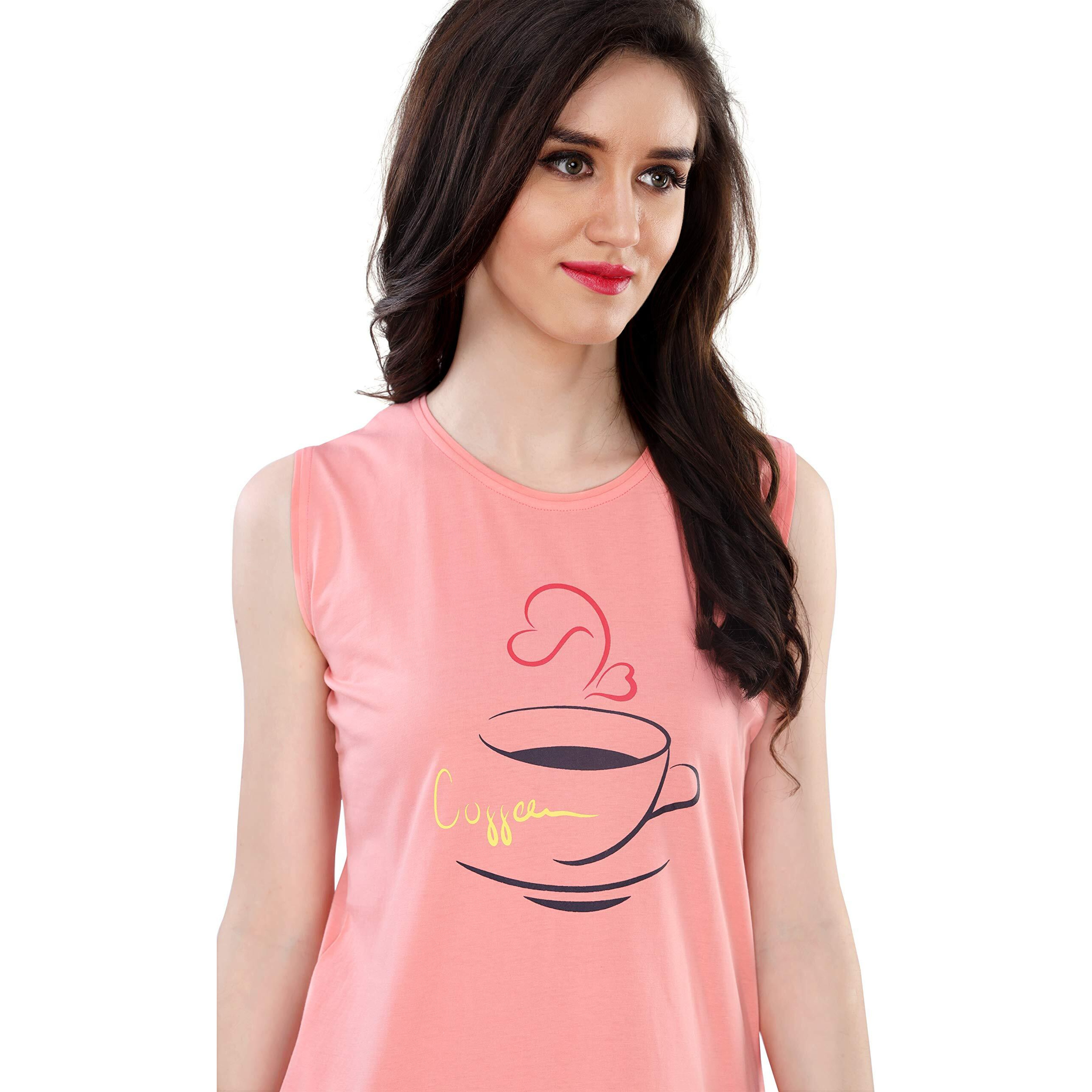 AV2 Womens Cotton Plain / Solid Maxi Length Night Dress (3082CXL_Peach_XL)