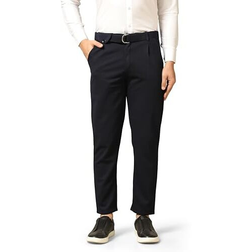 TOPLOT Mens Regular Casual Pants (Belt-Trouser-5173-Navy-40)