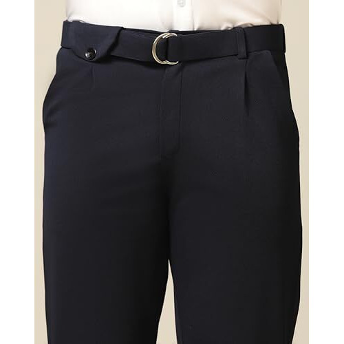 TOPLOT Mens Regular Casual Pants (Belt-Trouser-5173-Navy-40)