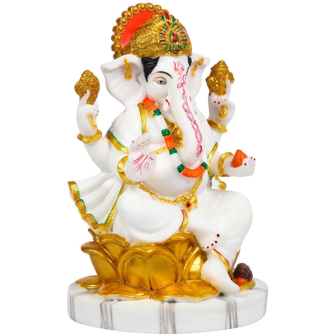 FABZONE Marble Dust Lord Ganesha | Ganpati | Vinayak Idol, 9.5 Inches, Multicolor(White), 1 Piece