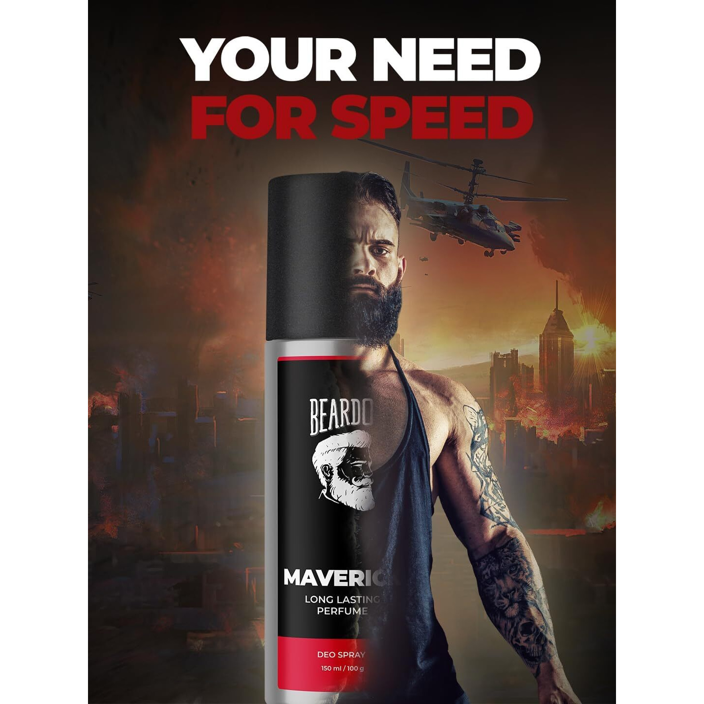 Beardo Perfume Body Spray for men - MAVERICK, 150ml | Oriental Leather Woody | Fresh | Deo For Men | Long Lasting Deodorant for Men | Gift | Mens Fragrance | Rakhi Gift For Brother | Gift For Friends