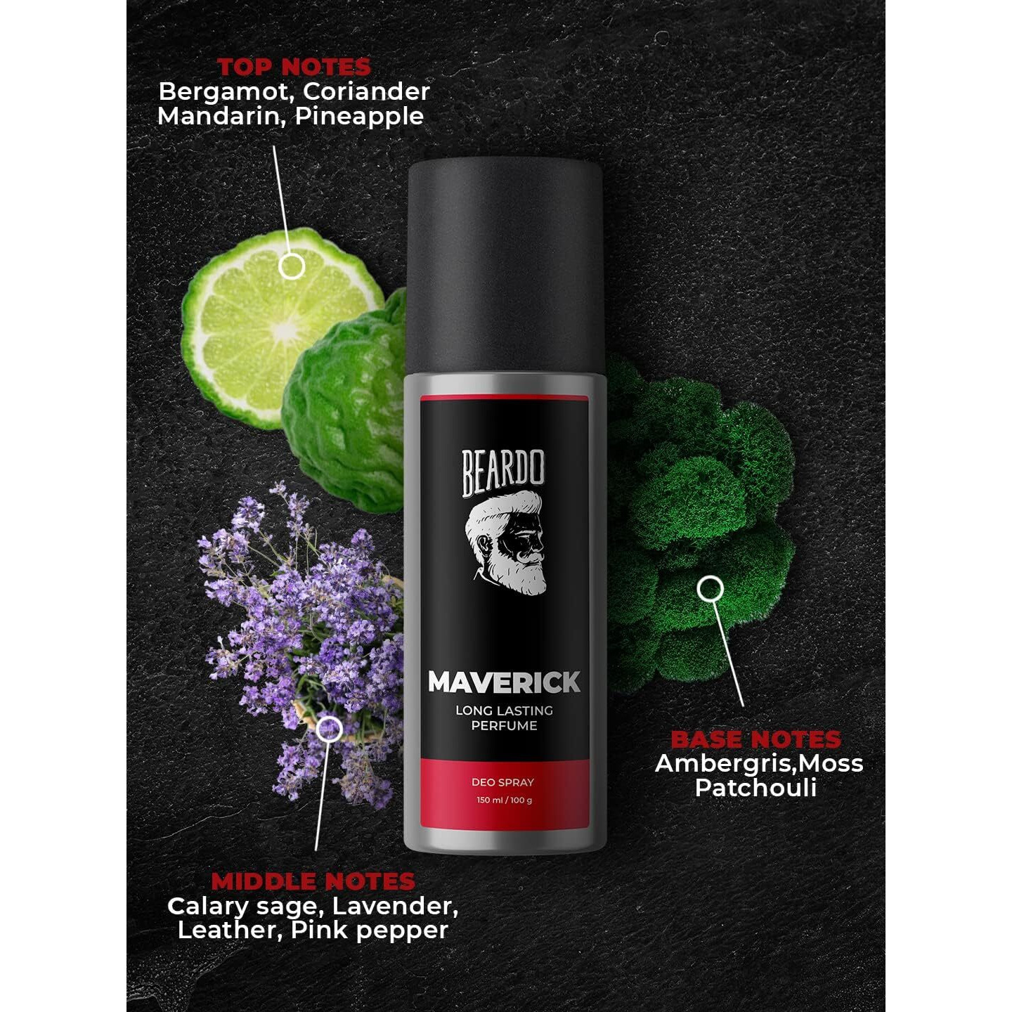 Beardo Perfume Body Spray for men - MAVERICK, 150ml | Oriental Leather Woody | Fresh | Deo For Men | Long Lasting Deodorant for Men | Gift | Mens Fragrance | Rakhi Gift For Brother | Gift For Friends
