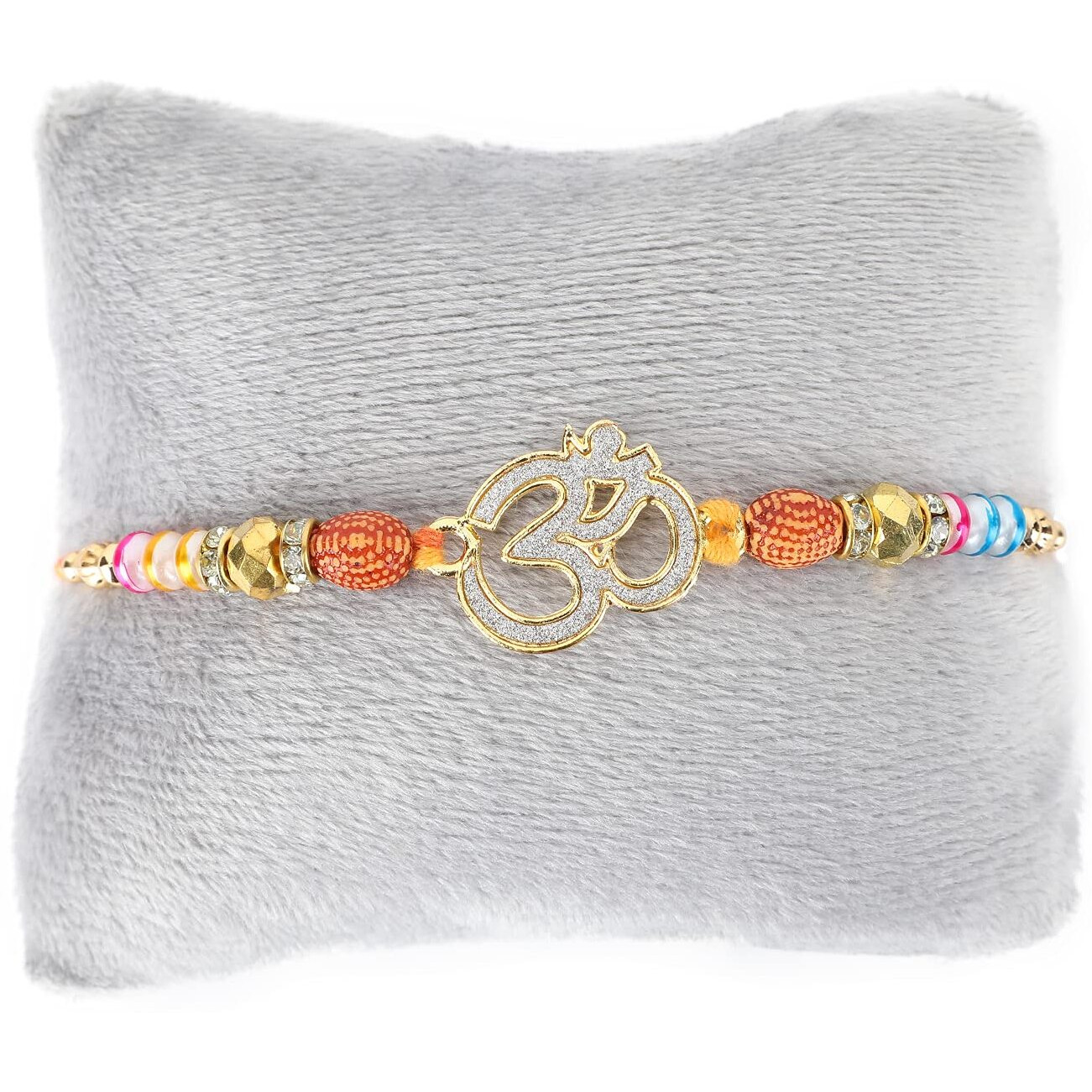 Riddhika Ventures Glorious Gold Plated Auspicious and Diamond Ring Rakhi with Roli Chawal and Greeting Card (N1)