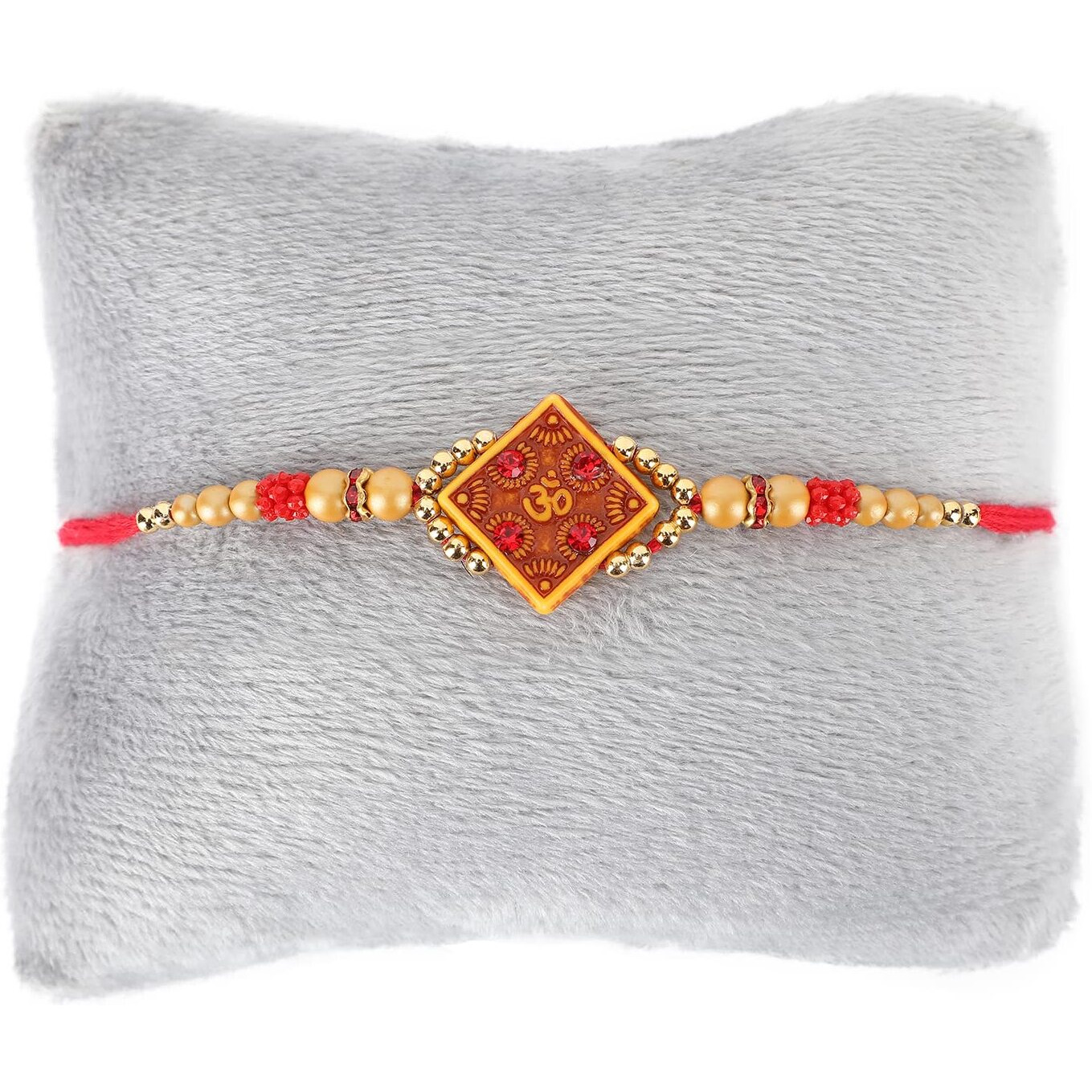 Riddhika Ventures Stylish Kundan and AD Ring Rakhi (Set of 2) (Bracelet) with Roli Chawal and Greeting Card (A1C1)