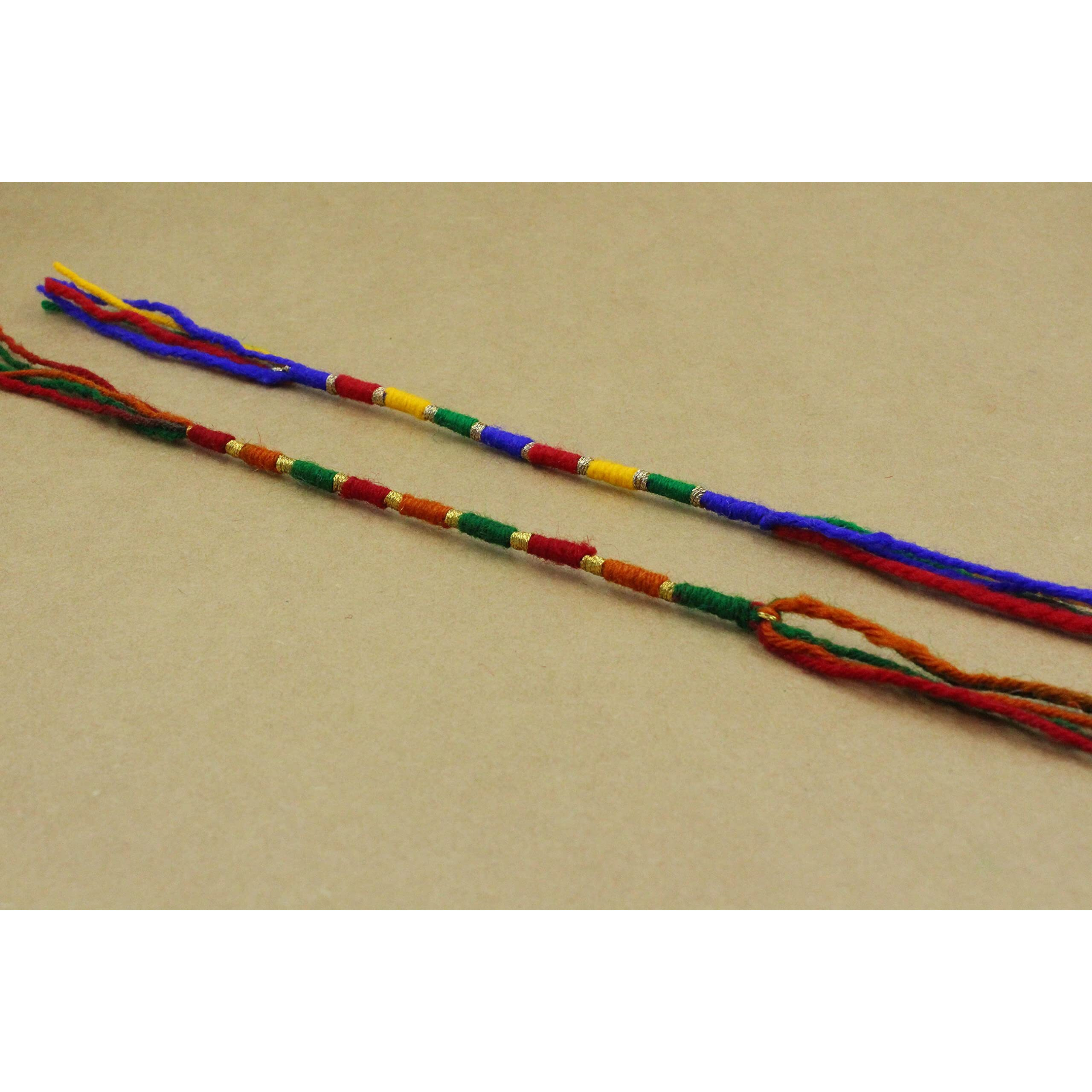 Prapti Handicrafts Handmade Gunthan Rakhi for Brother/Sister (Combo of 2)