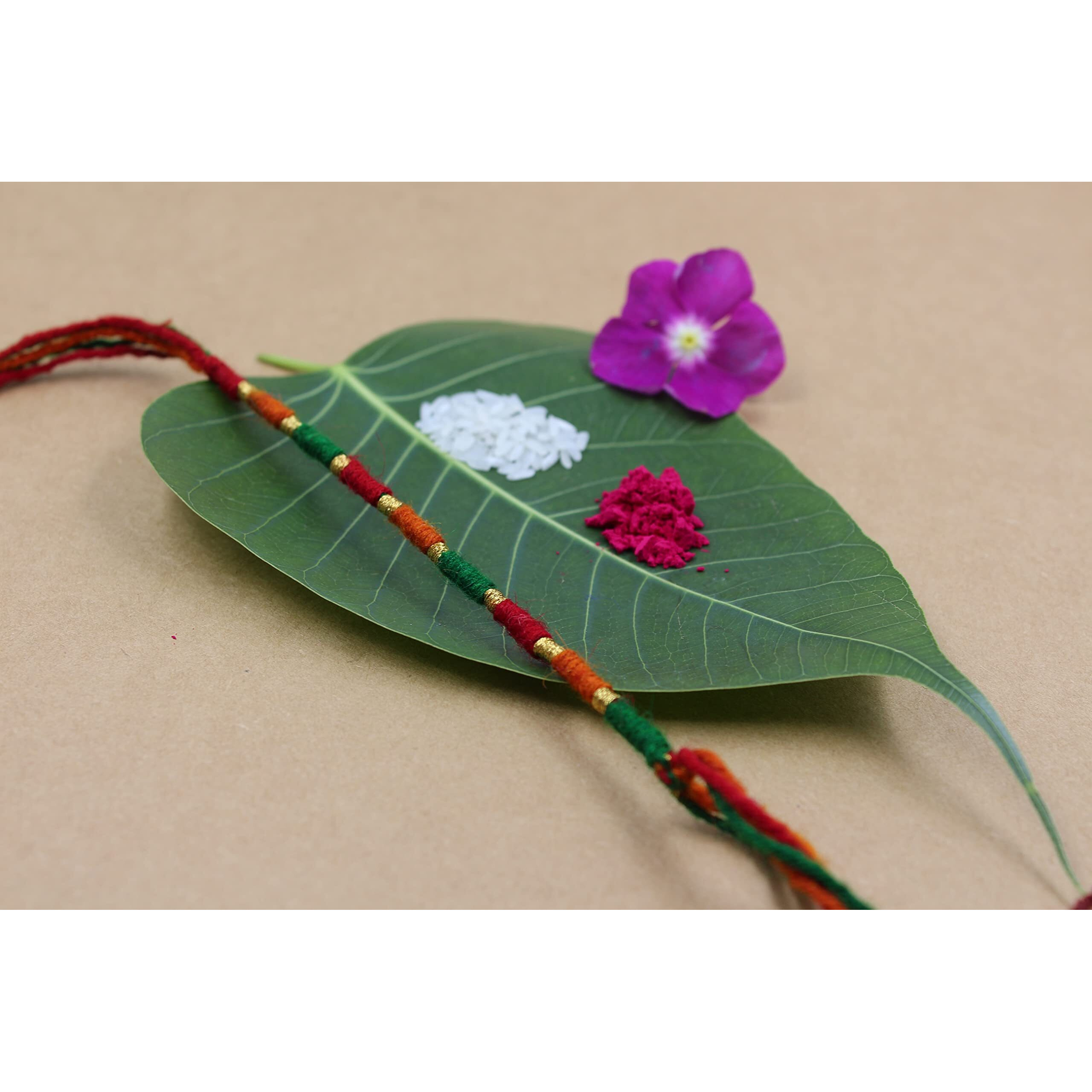 Prapti Handicrafts Handmade Gunthan Rakhi for Brother/Sister (Combo of 2)