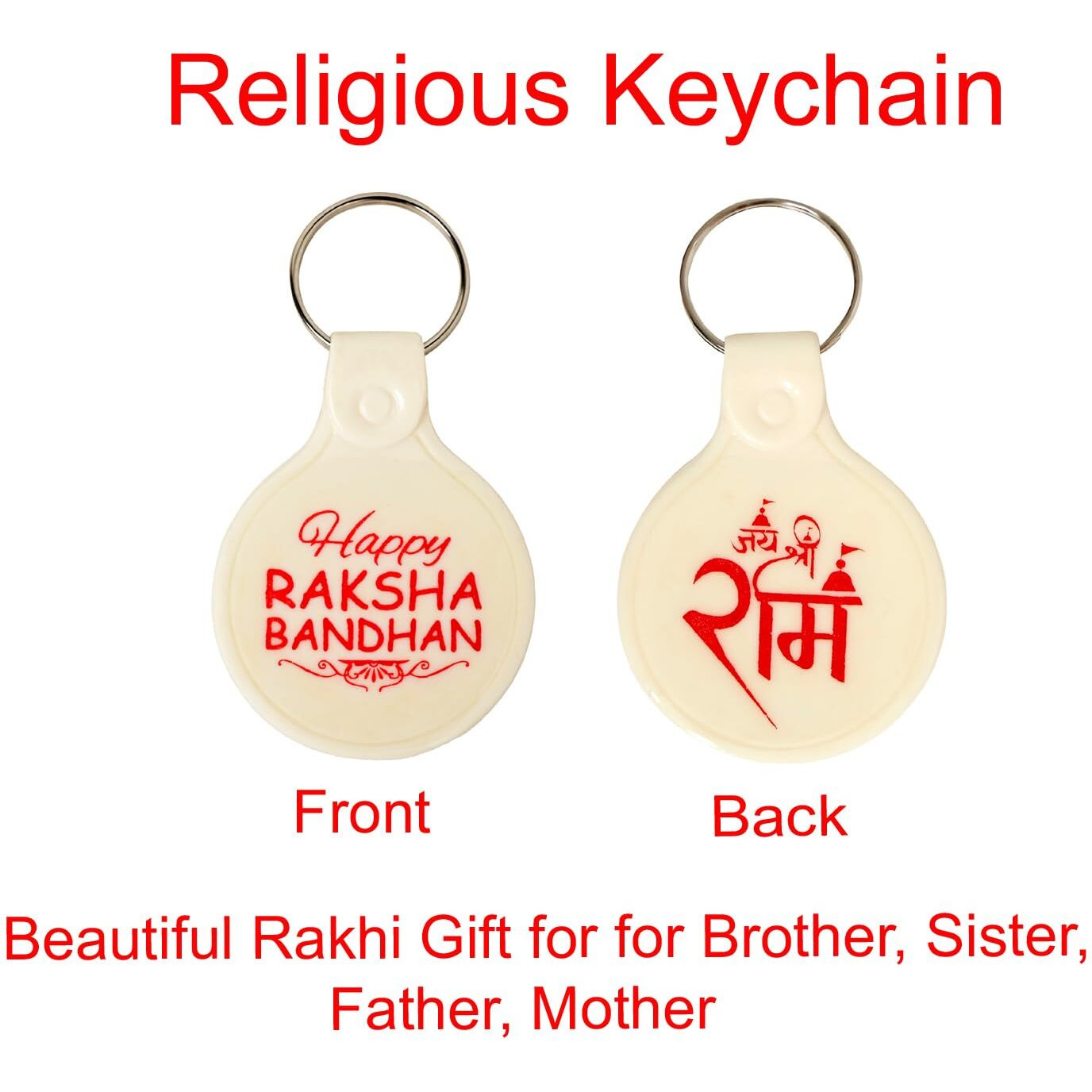 Riddhika Ventures Stylish Kundan and AD Ring Rakhi (Set of 2) (Bracelet) with Roli Chawal,Greeting Card and One Religious Keychain (K11K14K)