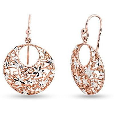 LeCalla Sterling Silver BIS Hallmarked Jewelry Diamond-Cut Filigree Rose-Gold-Plated Drop Dangler Earrings for Teen and Women | Rakhi Gift for Sister