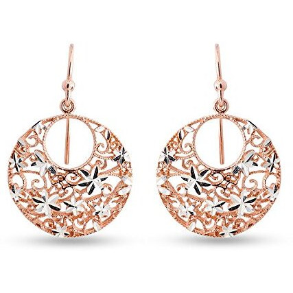 LeCalla Sterling Silver BIS Hallmarked Jewelry Diamond-Cut Filigree Rose-Gold-Plated Drop Dangler Earrings for Teen and Women | Rakhi Gift for Sister