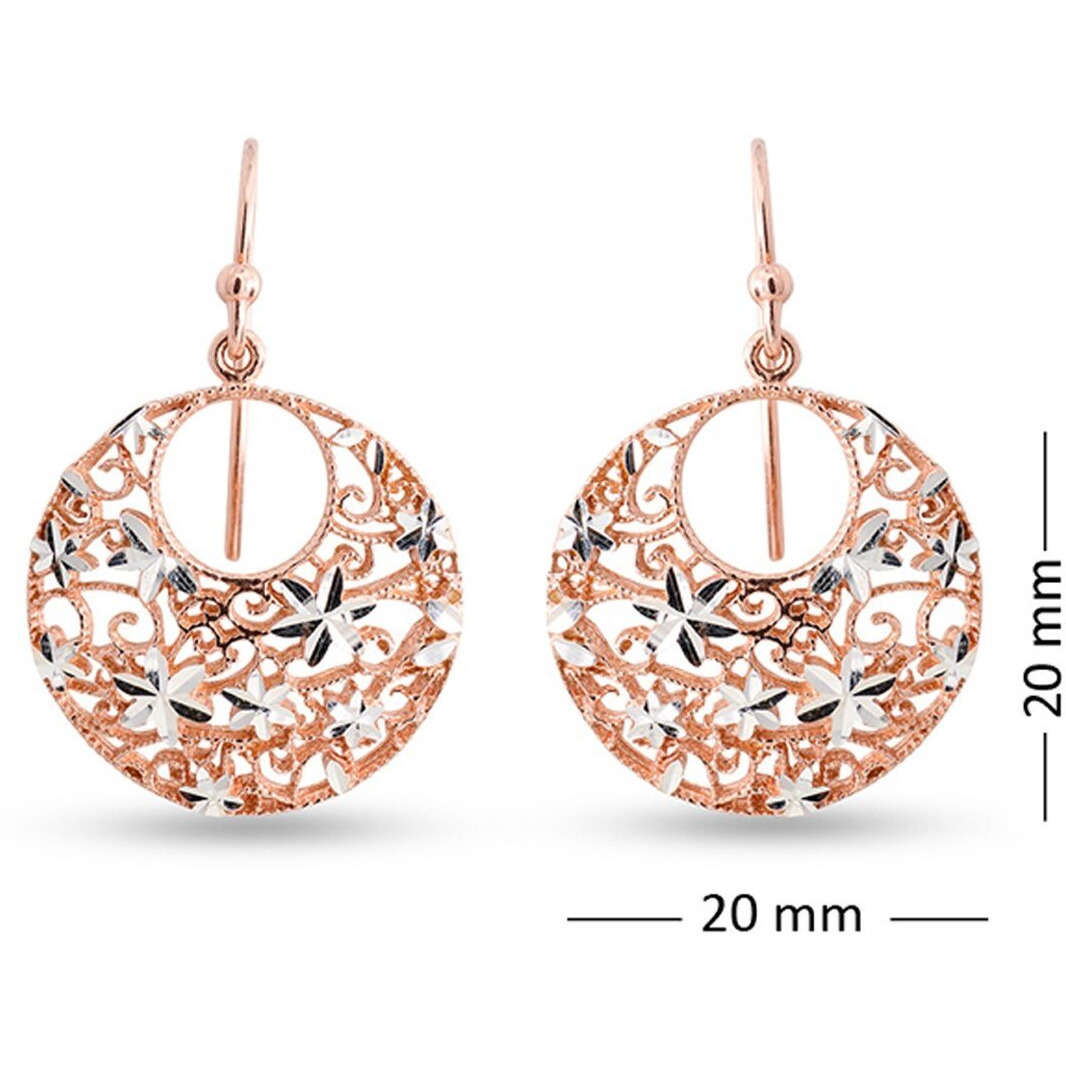 LeCalla Sterling Silver BIS Hallmarked Jewelry Diamond-Cut Filigree Rose-Gold-Plated Drop Dangler Earrings for Teen and Women | Rakhi Gift for Sister