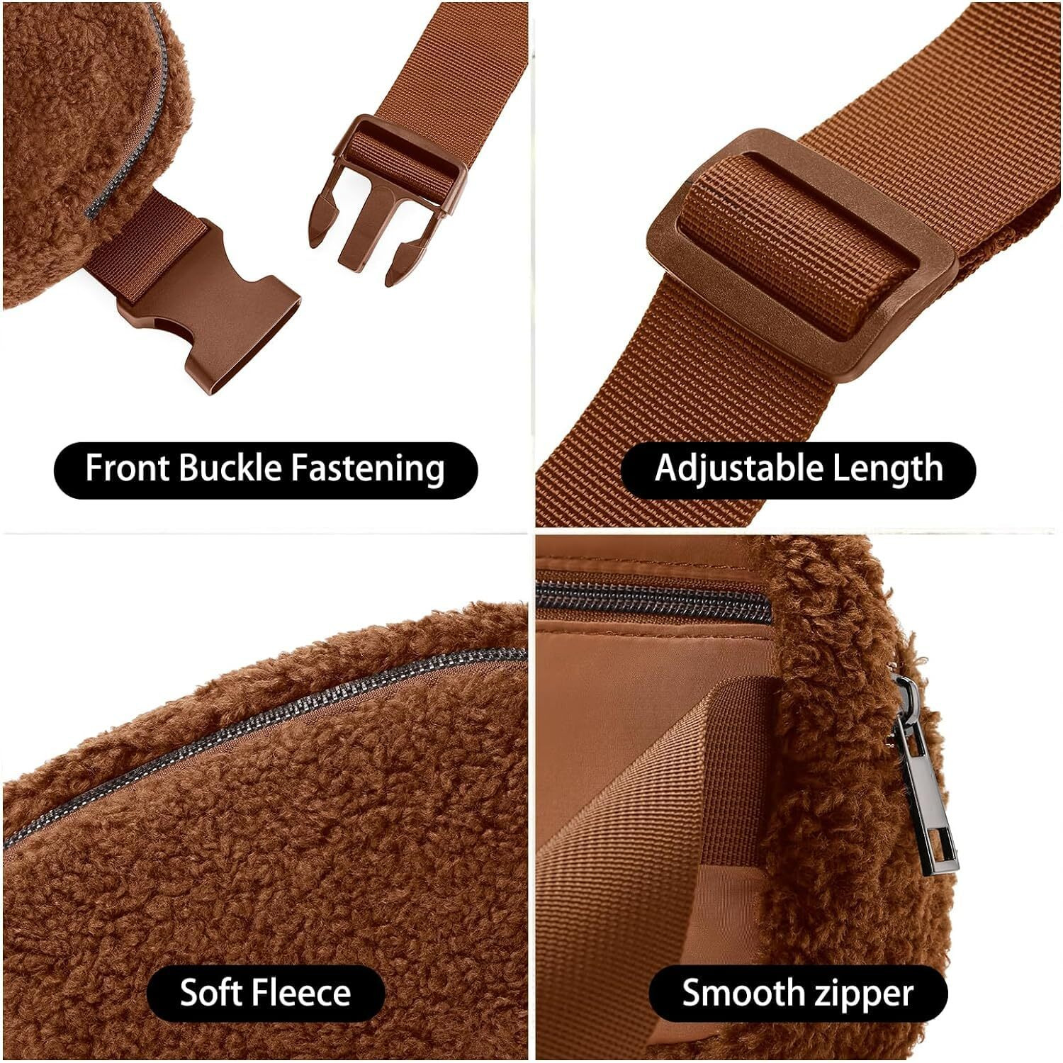 Dravina Waist Bag For Women & Men| Rakhi Gift for Brother| Premium Crossbody Fanny Pack With Large Capacity Pouch, Back Zipper Pocket, Adjustable Straps & Mesh Pockets For Travel, Hiking| 20cm (Brown)