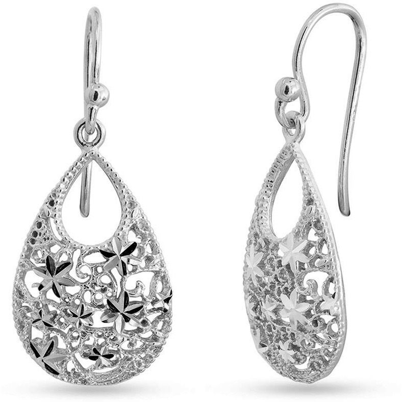 LeCalla 925 Sterling Silver BIS Hallmarked Jewelry Turkish Tear-Drop Diamond-Cut Earring for Teen Women | Rakhi Gift for Sister